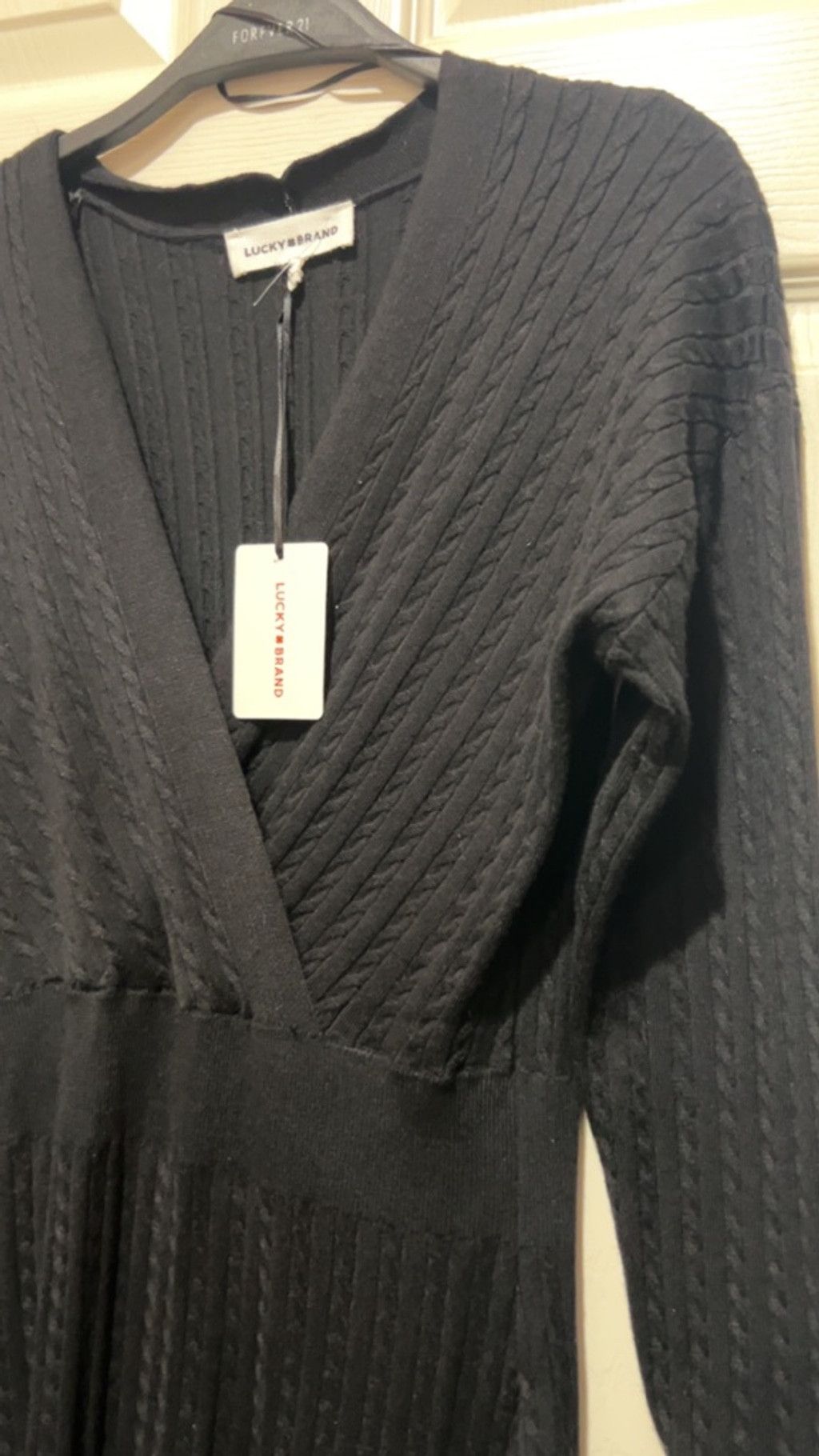 Lucky Brand Women's Lucky Brand Long Sleeve Cable Knit Dress in Black M Size M / US 6-8 / IT 42-44 - 2 Thumbnail