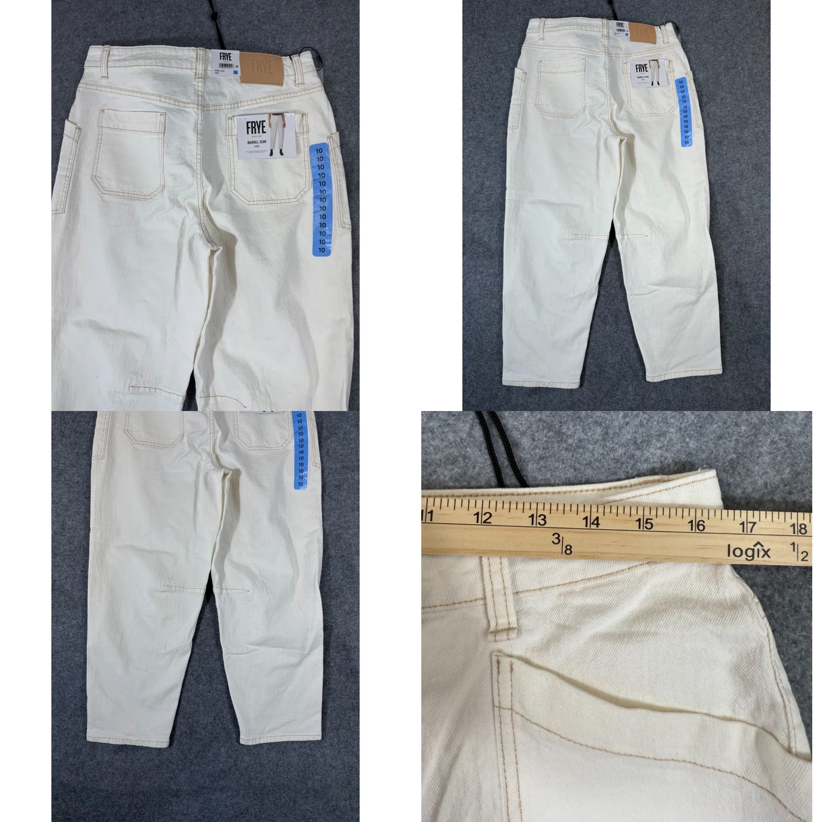 Frye Frye Barrel Ankle Jeans Womens 10 Ivory Stretch Button Fly High Rise NWT Size 32" / US 10 / IT 46 - 9 Thumbnail