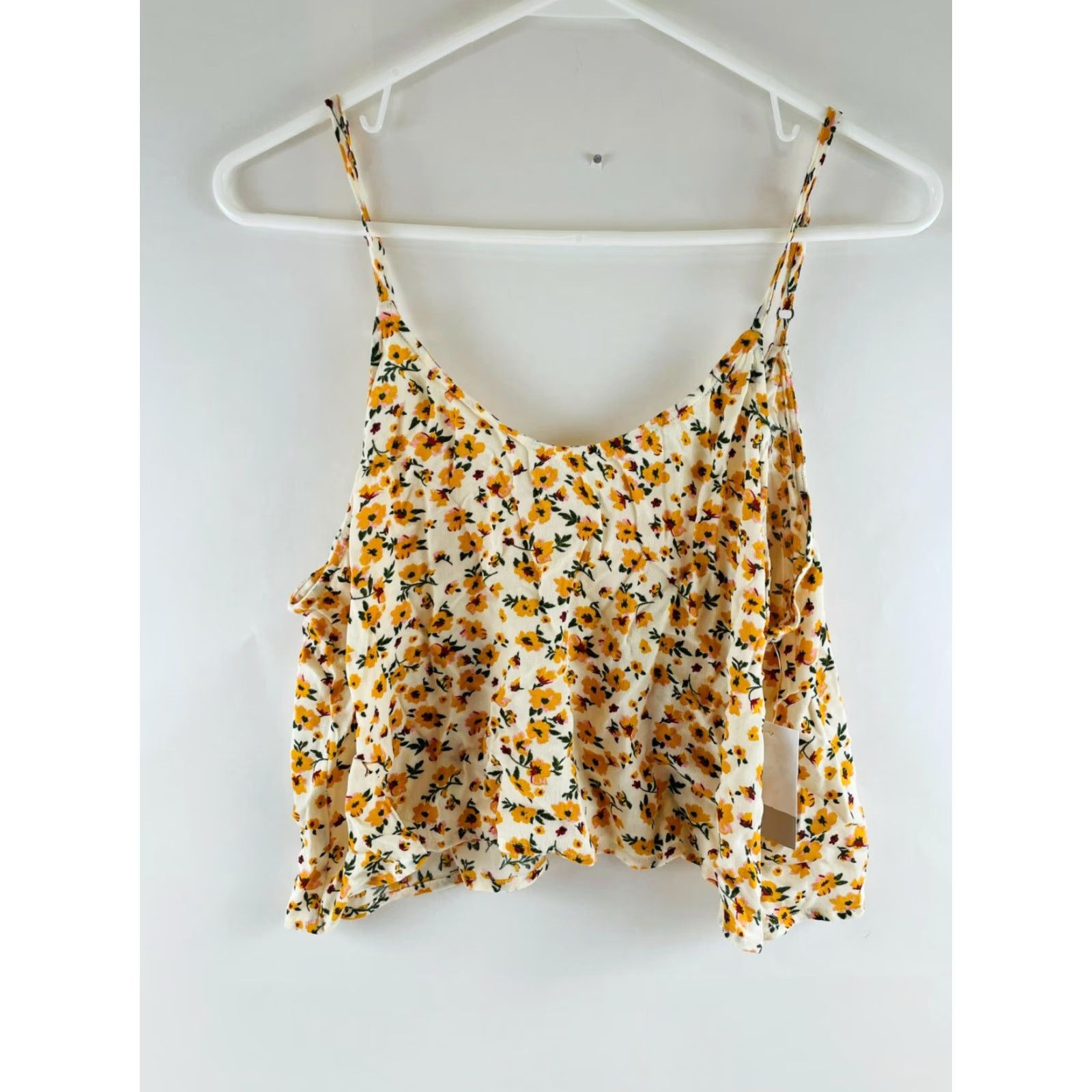 Vintage BP Crop Top Women's Size S Yellow Floral Sleeveless Tank Spaghetti Strap NWT Size S / US 4 / IT 40 - 2 Thumbnail
