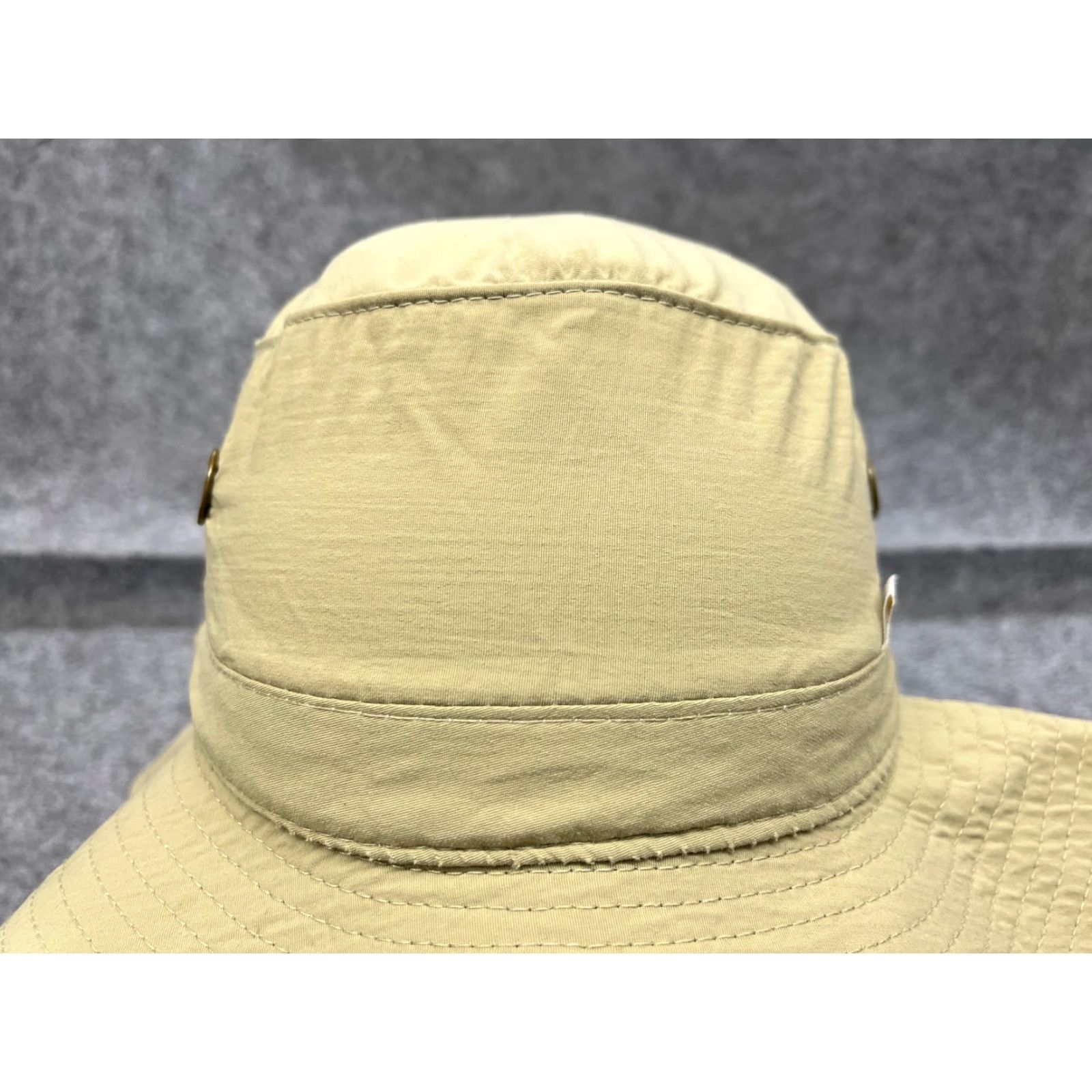 Vintage Ultimate Bucket Sun Hat 7 1/4 Beige Nylon 3 Ply Supplex Camp Made USA Adult Size ONE SIZE - 2 Thumbnail