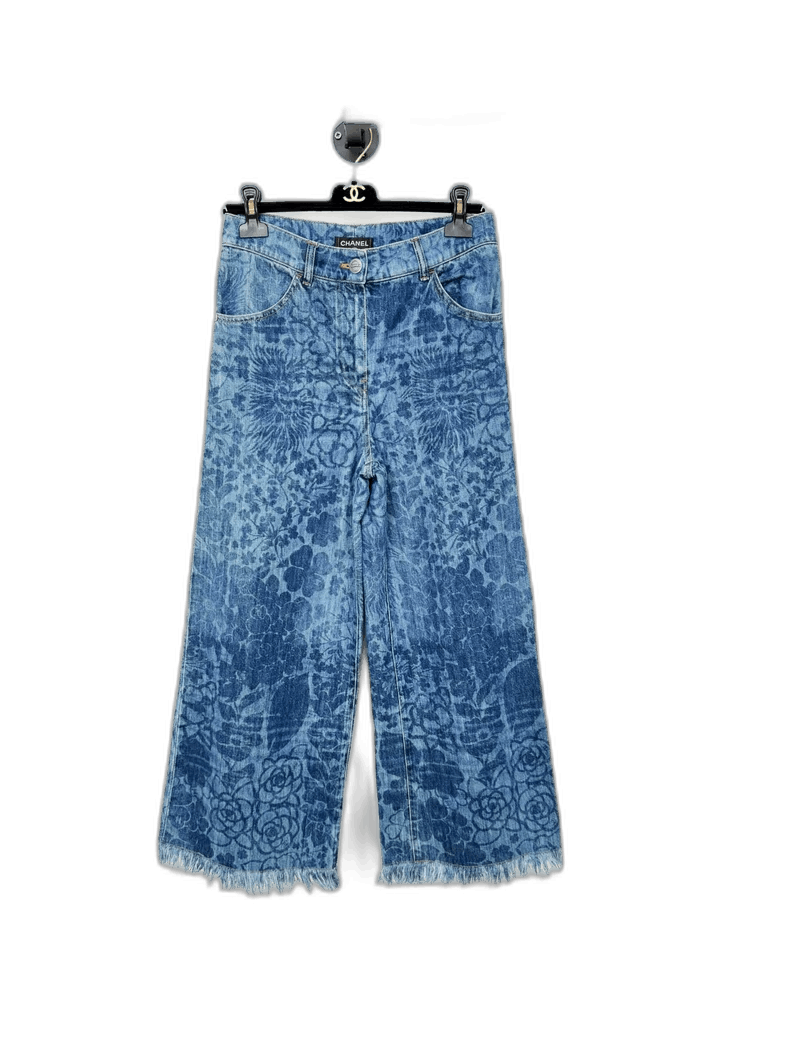 Chanel Chanel Floral Pattern Denim Pants Size 38 -2505 Size 37" - 1 Thumbnail