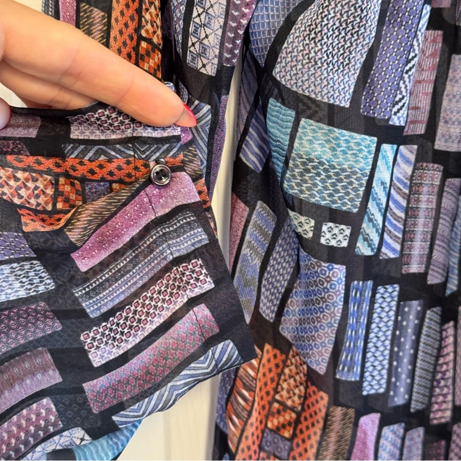 See by Chloe See By Chloe Purple and Orange Pleated Blouse, Size 8, Silk Size M / US 6-8 / IT 42-44 - 6 Thumbnail