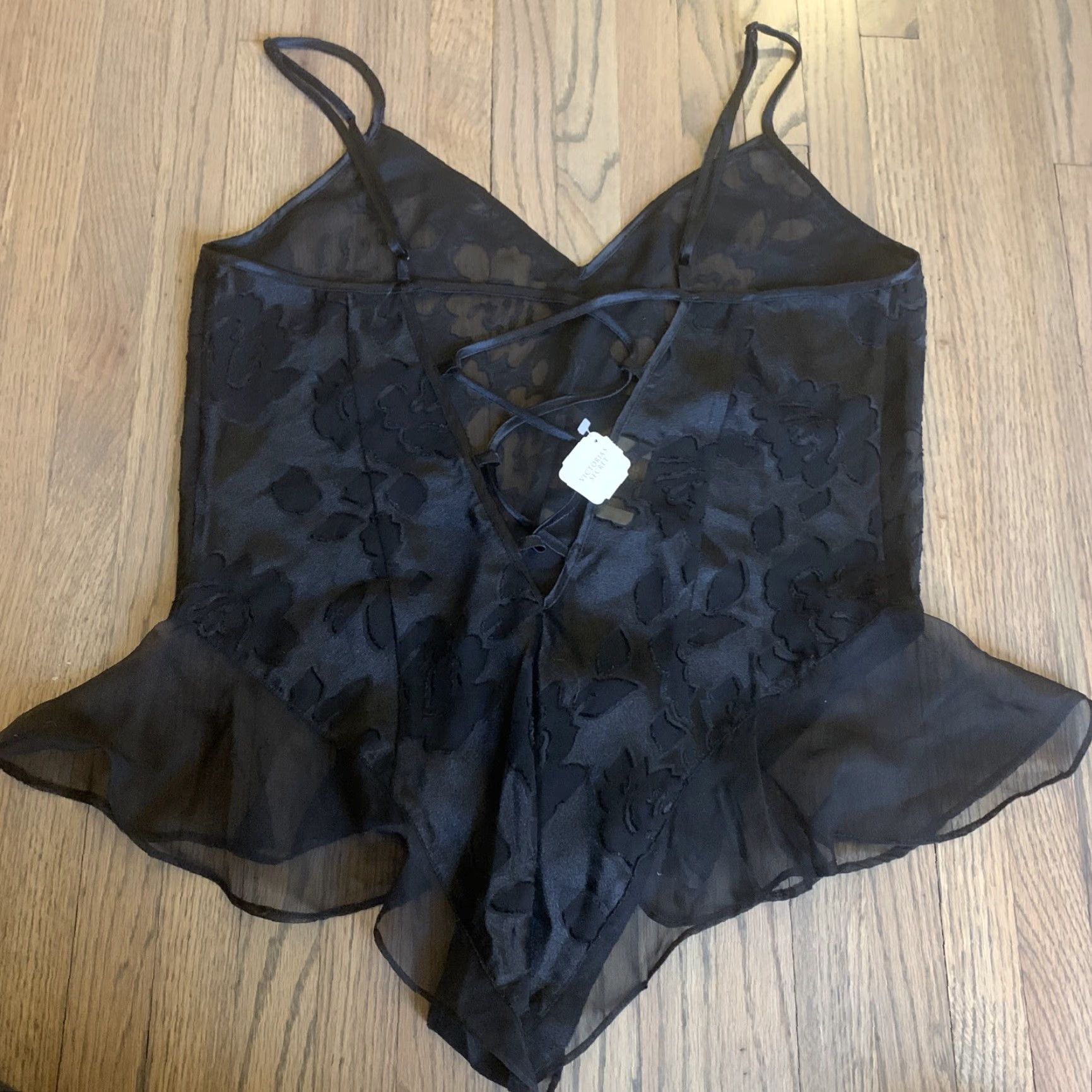 Victoria's Secret VINTAGE Victoria's Secret Black SHEER FLORAL TEDDY Medium M Burnout Romper Flutter Shirt Womens Size 32" / US 10 / IT 46 - 6 Thumbnail