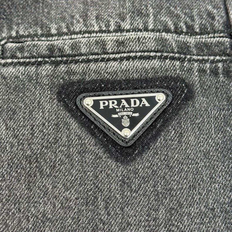 Prada Prada Washed gray metal triangle label denim skirt 2502-Nex Size 28" / US 6 / IT 42 - 6 Thumbnail