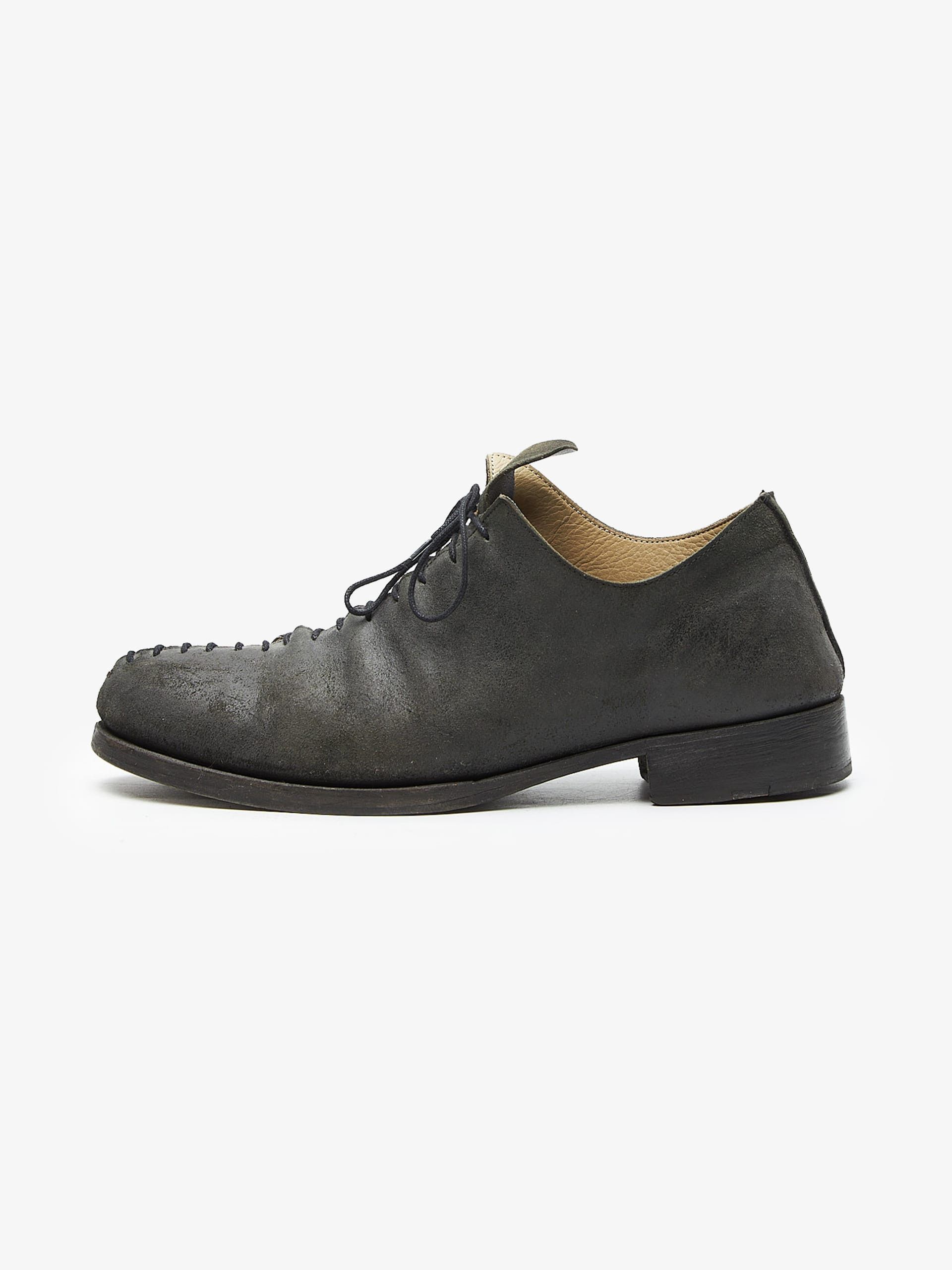 image of Ma Dark Gray Full Laced Suede Derby Shoes in Grey, Men's (Size 9)