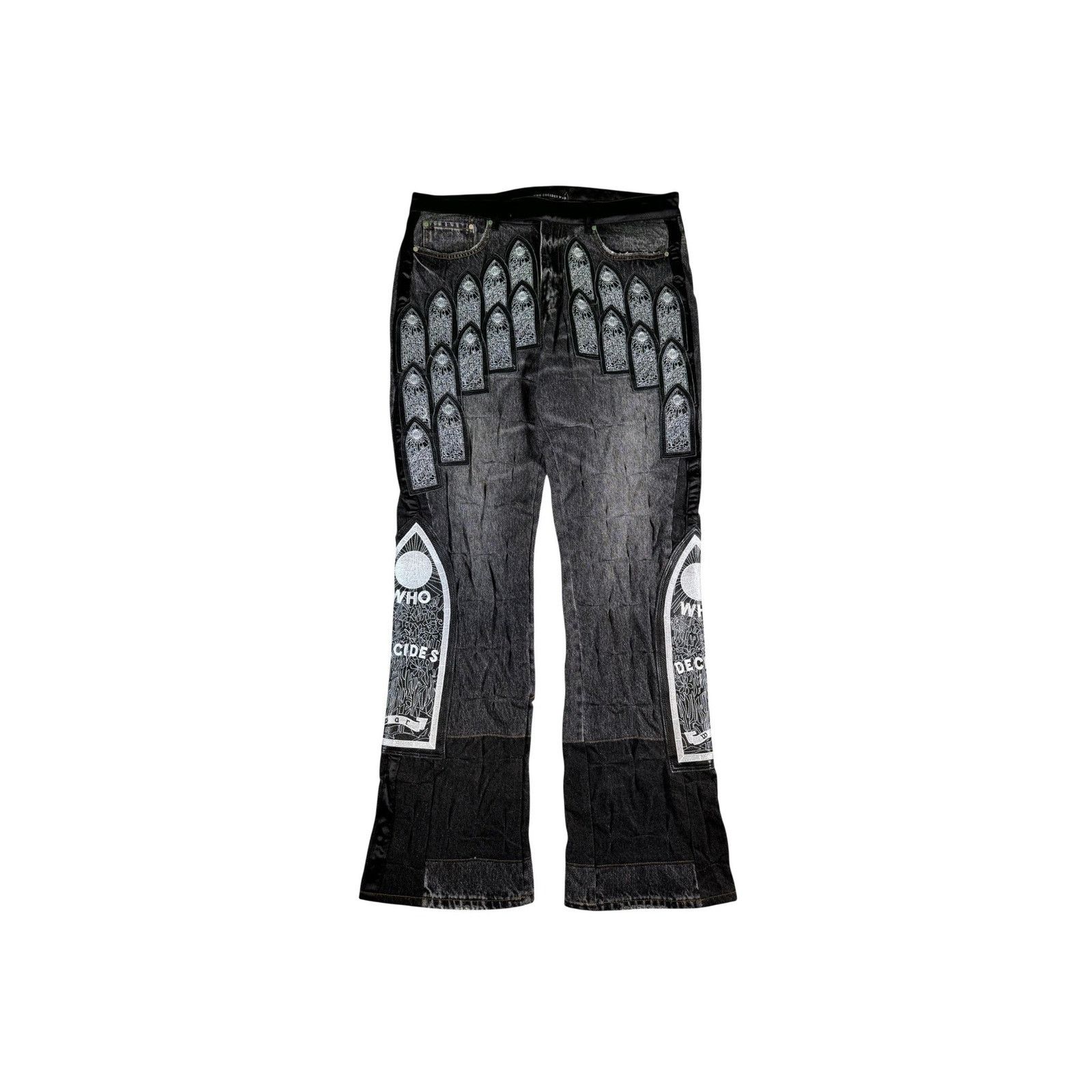Who Decides War Who Decides War "Arch Patched" Black Wash Jeans Size US 36 / EU 52 - 1 Thumbnail