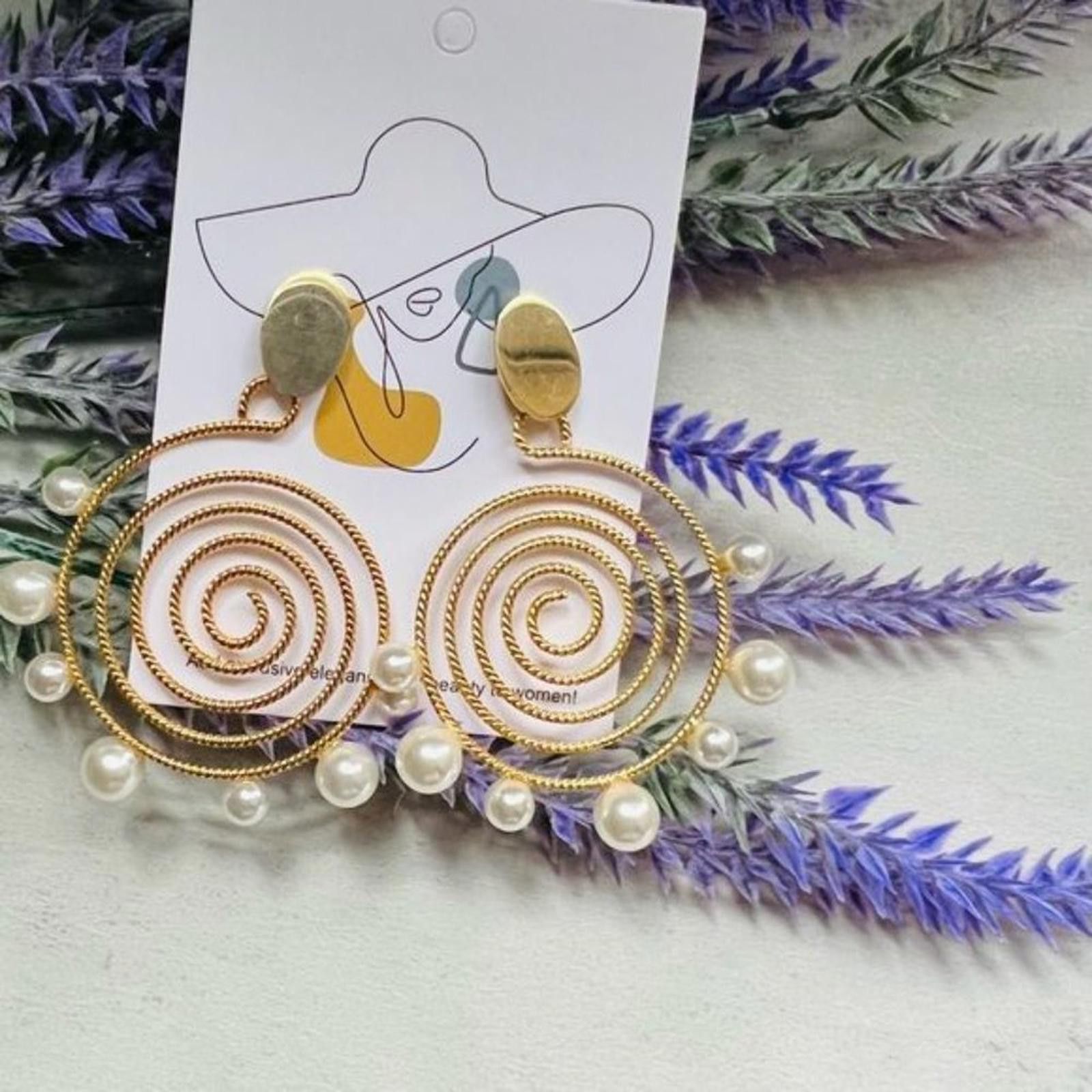 Other Elegant Gold Spiral Earrings with Pearls Size ONE SIZE - 1 Thumbnail