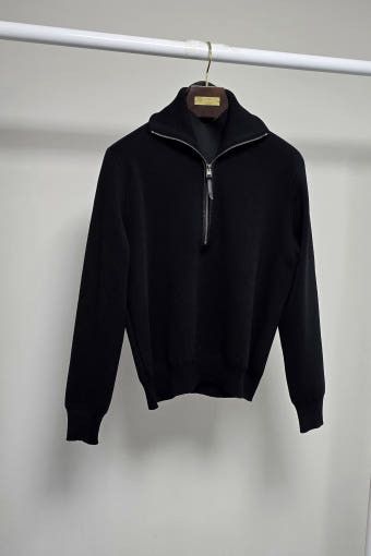 Tom Ford o1sm1stk0725 Half Zip-Up Knit Sweater in Black Size US L / EU 52-54 / 3 - 2 Thumbnail