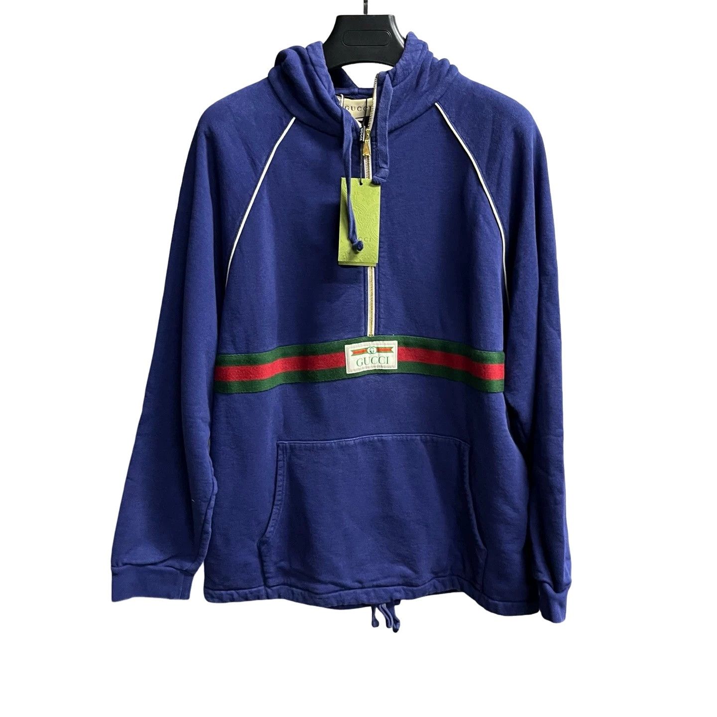 Gucci Gucci Web Stripe Logo Half-Zip Hoodie Size L Size US L / EU 52-54 / 3 - 1 Thumbnail