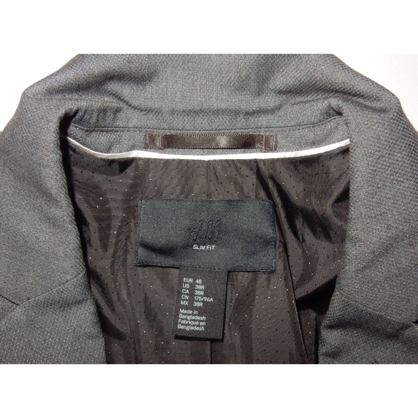H&M H&M Blazer Shirt Jacket Men Slim Fit 38R Gray Faux Pocket Square Coat Sport Blazer Size 38R - 7 Thumbnail