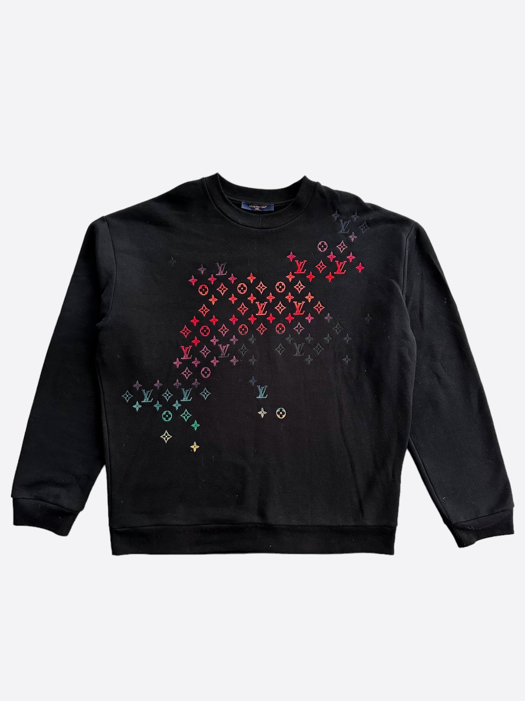 Louis Vuitton Louis Vuitton Black Gradient Embroidered Monogram Sweater Grailed