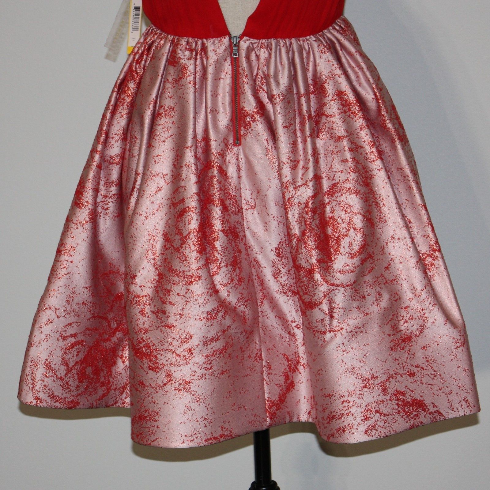 Alice + Olivia Kirie Silk & Metallic Jacquard Dress in Red Color and size 6 Size M / US 6-8 / IT 42-44 - 14 Thumbnail