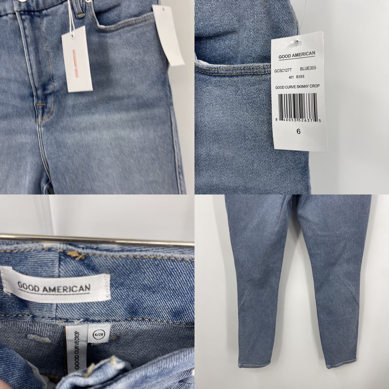 Good American Good American Jeans Womens 6 Distressed Stretch Mid Rise 5-Pocket Denim Blue 90s Style Straight Body: Curve Straight Girls Womens Size 28" / US 6 / IT 42 - 8 Thumbnail