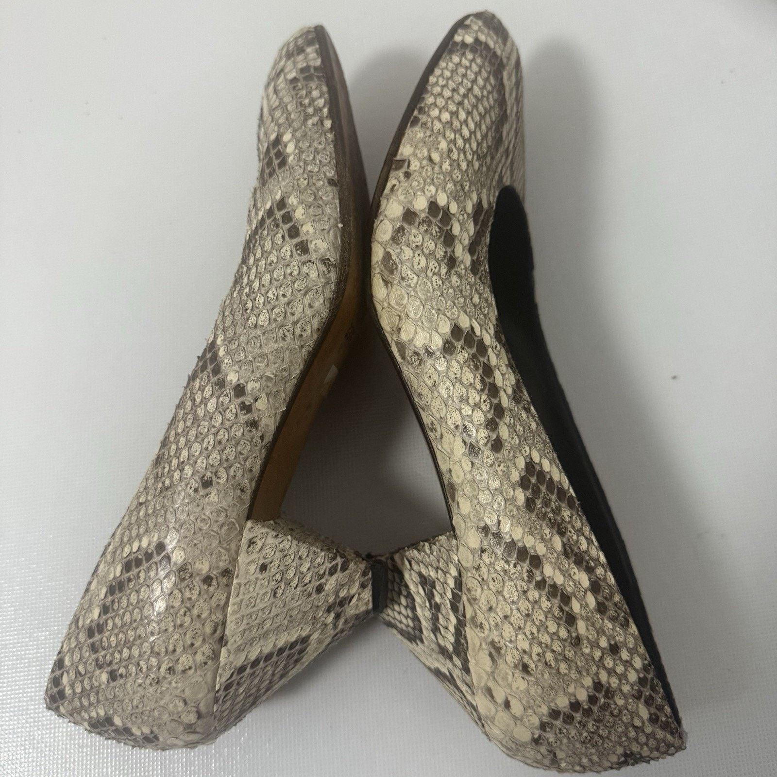 Other Gianmarco Lorenzi Python Leather Heels Italy Beige Black Size US 8.5 / IT 38.5 - 5 Thumbnail