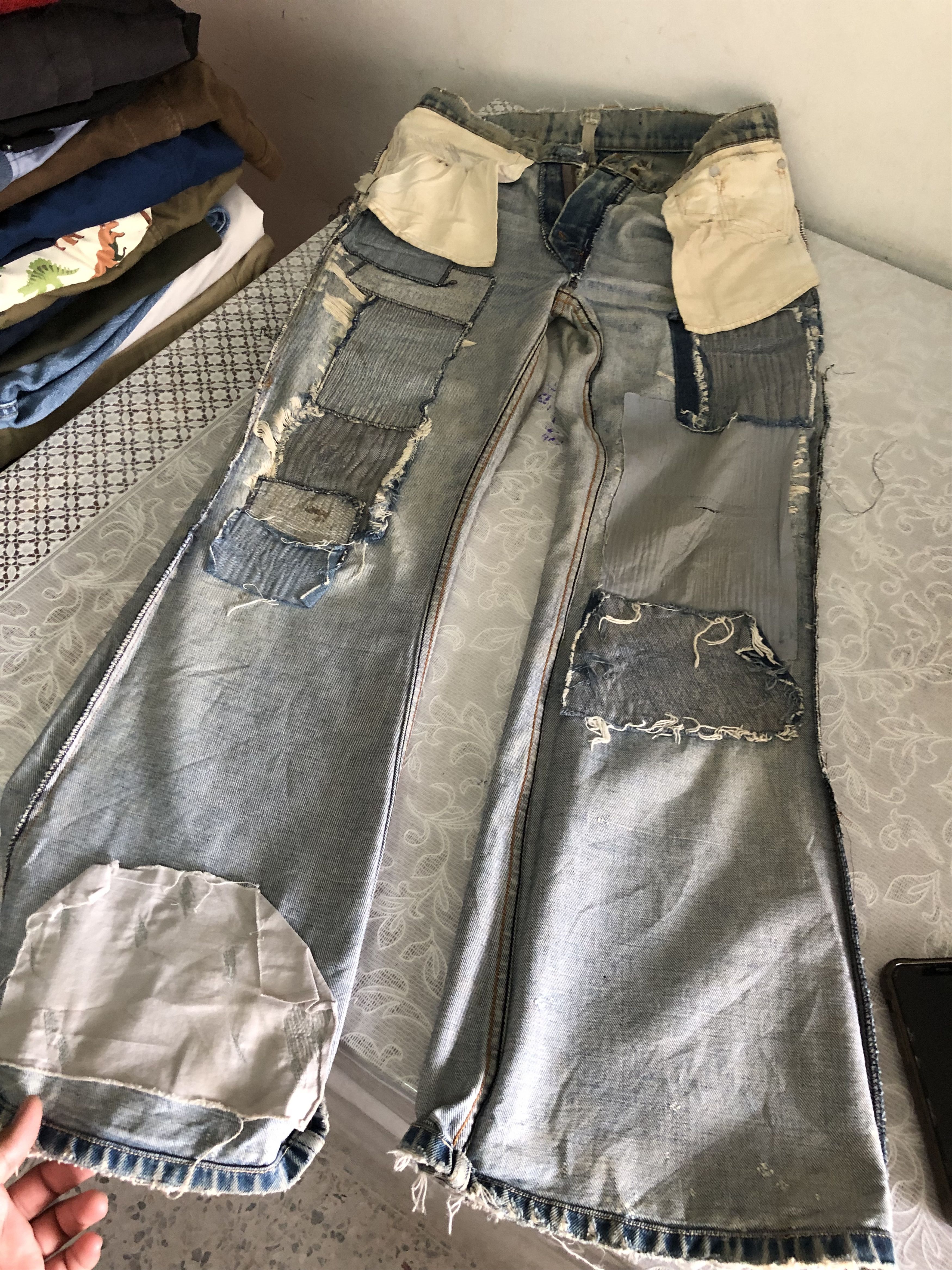 Levi's Vintage 90s Levis Distressed Denim Flare Pants Size US 29 - 16 Thumbnail