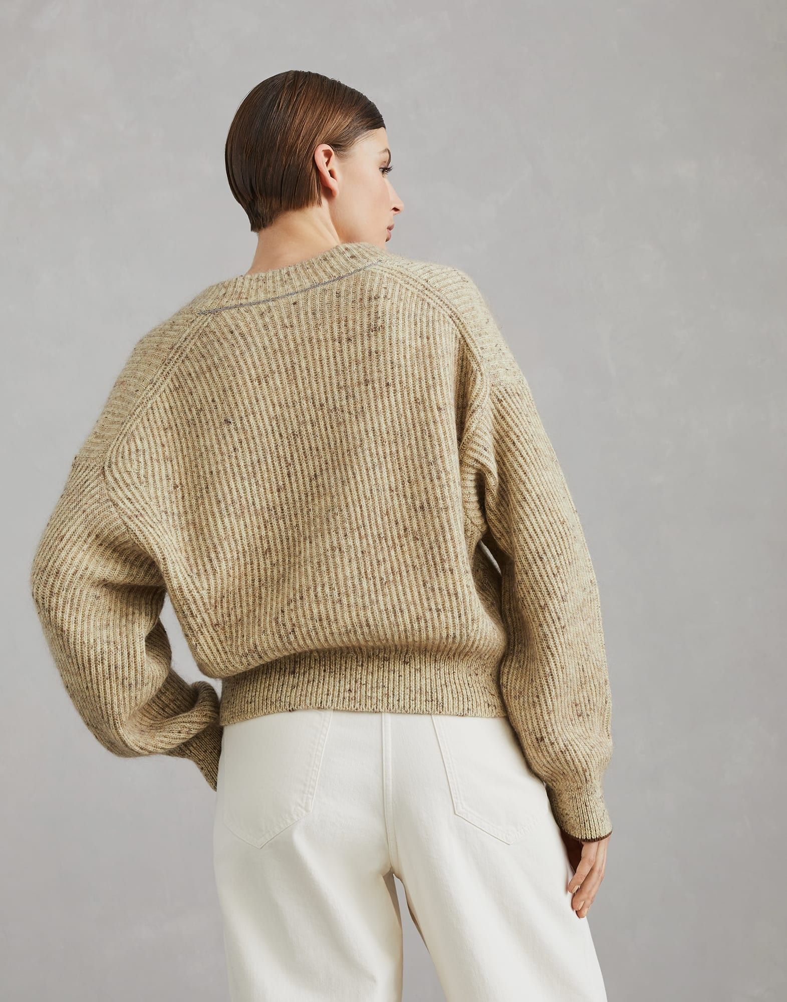 Brunello Cucinelli o1la1rc1a1025 Cardigan in Beige Size L / US 10 / IT 46 - 2 Thumbnail