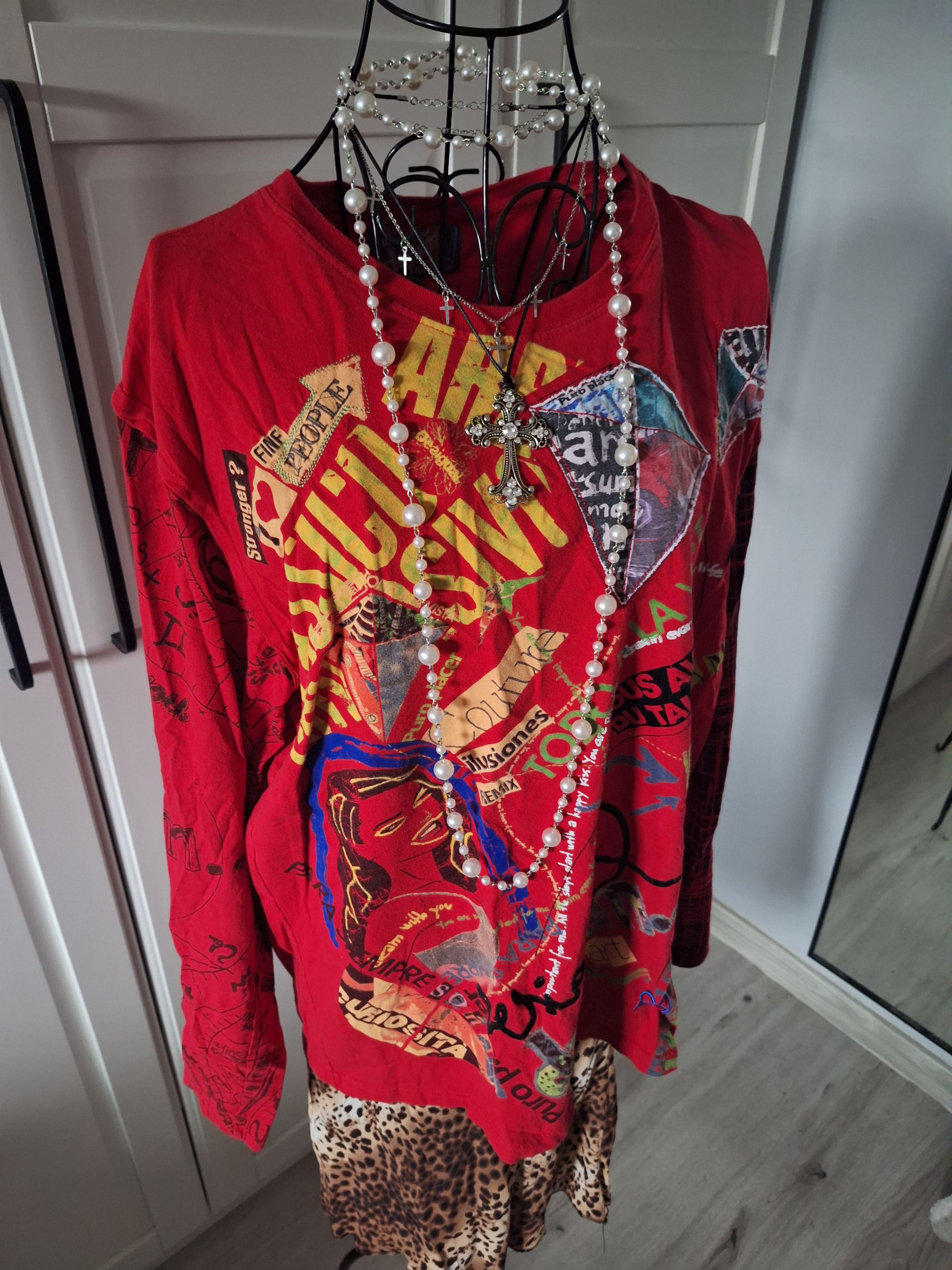 Desigual × Vintage Vintage Desigual patchwork oversized long sleeve T-shirt Size L / US 10 / IT 46 - 2 Thumbnail
