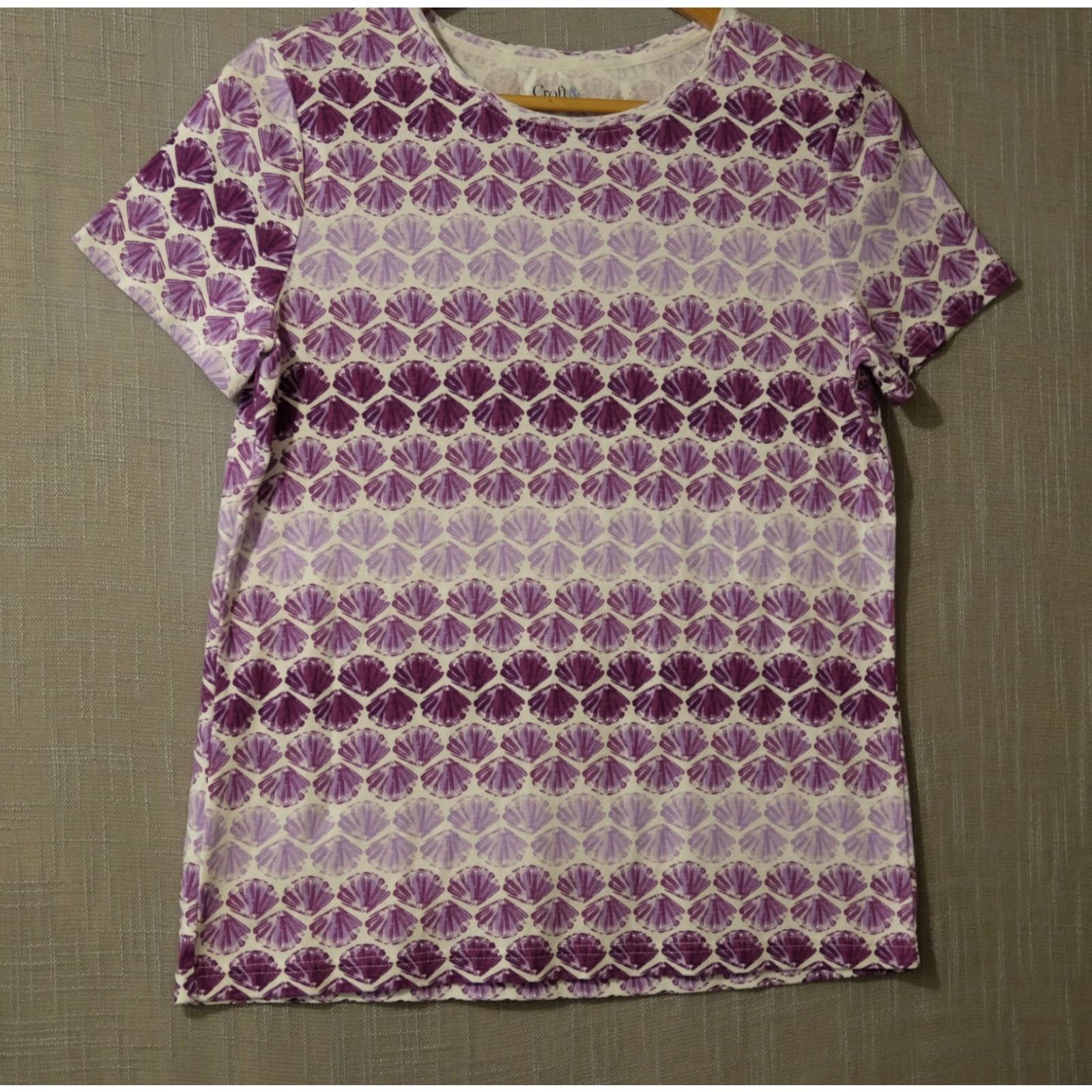 Barrow Nwot! Croft & Barrow The Classic Tee White/Purple Short Sleeve Women's M #H78-27 Size 32" / US 10 / IT 46 - 2 Thumbnail