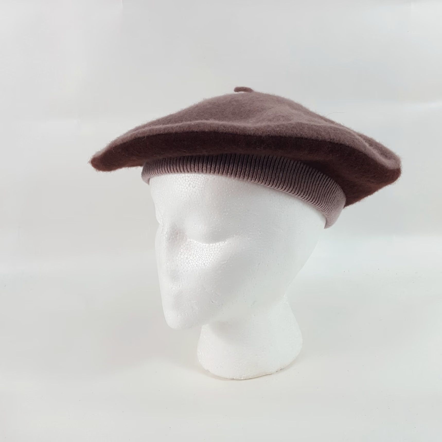FELT VINTAGE Beige Felt Wool French Beret Winter Wool Hat Womens One Size Brown 80s 90s Boho Retro French Beret Mens Womens Girls Boys Size ONE SIZE - 5 Thumbnail