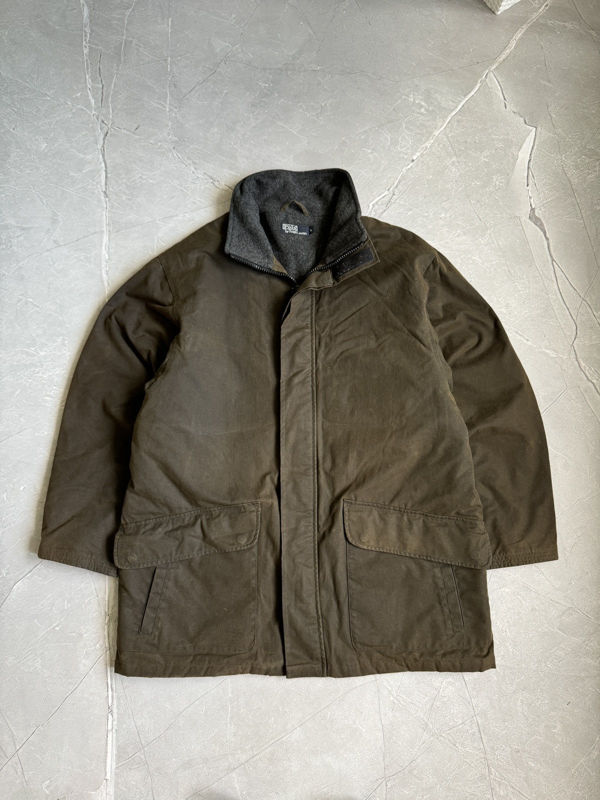 Polo Ralph Lauren Vintage 90s Polo Ralph Lauren Waxed Coat Khaki Size US L / EU 52-54 / 3 - 1 Thumbnail