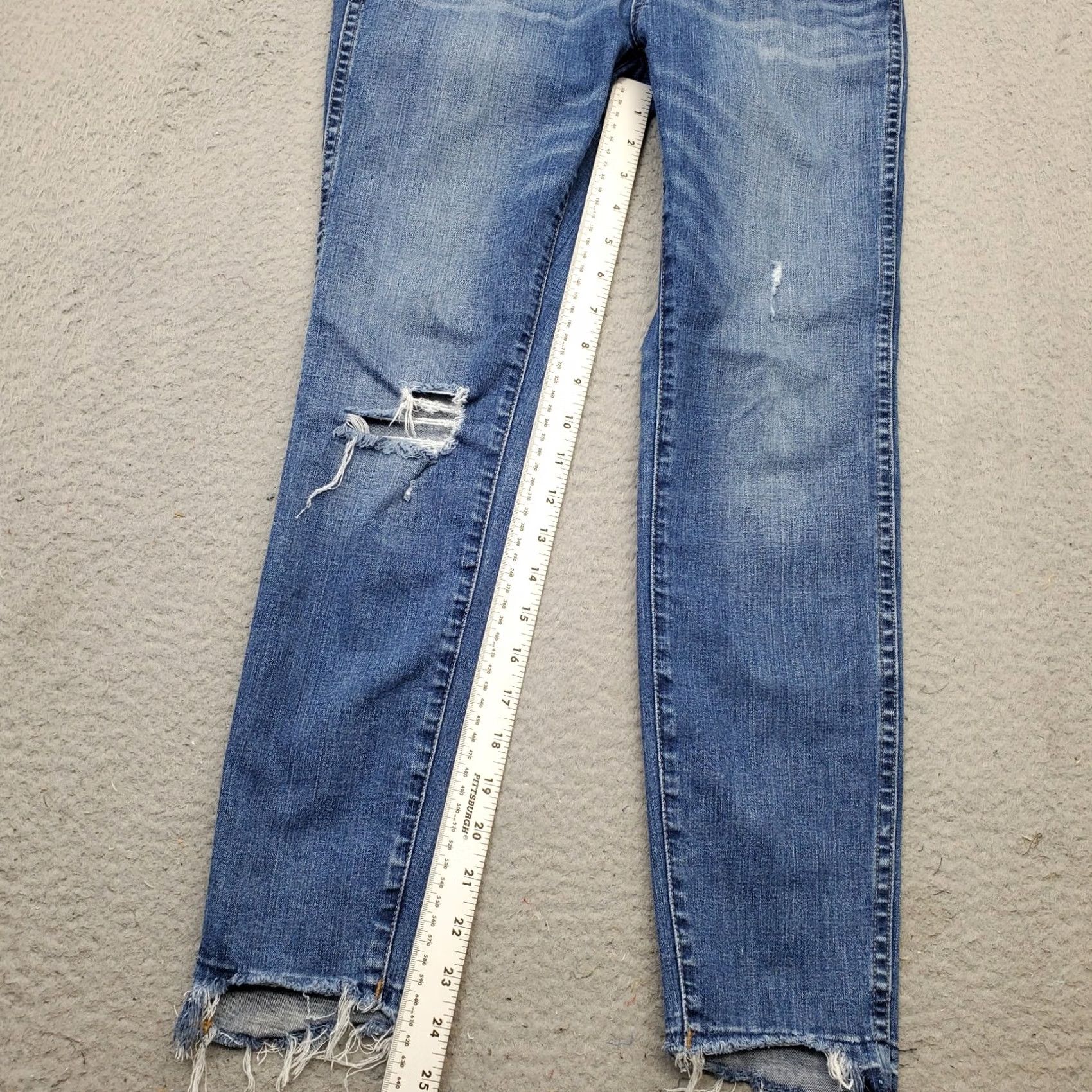 Madewell Madewell Skinny Jeans Women 27 Petite Blue Denim Stretch Boho Raw Hem Whiskered Distressed Jeans Mens Women Girls Size 27" / US 4 / IT 40 - 7 Thumbnail