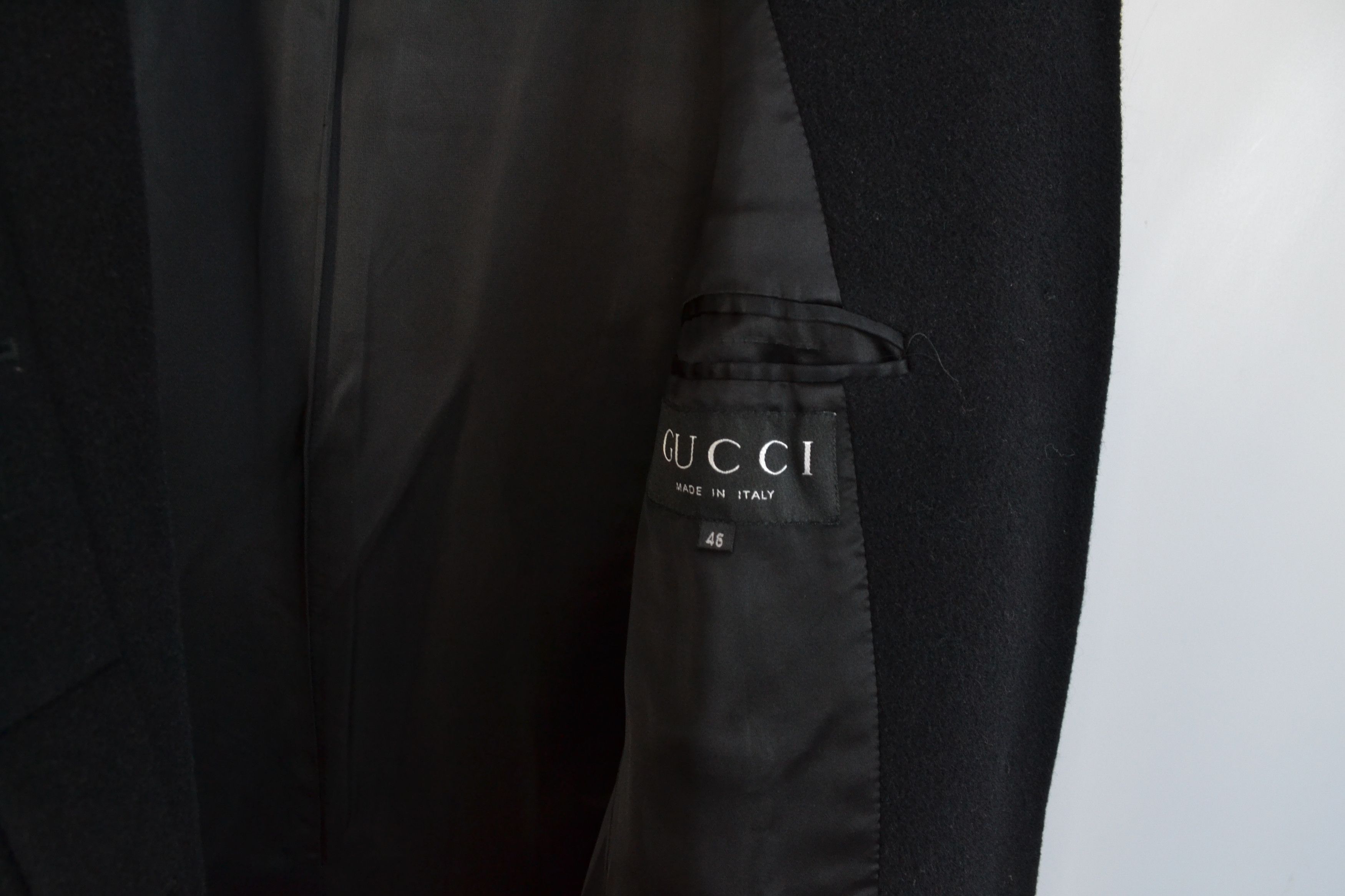 Gucci 🔴 GUCCI Coat Jacket Black Alpaca Wool Vintage Buttons 90s Size L / US 10 / IT 46 - 7 Thumbnail