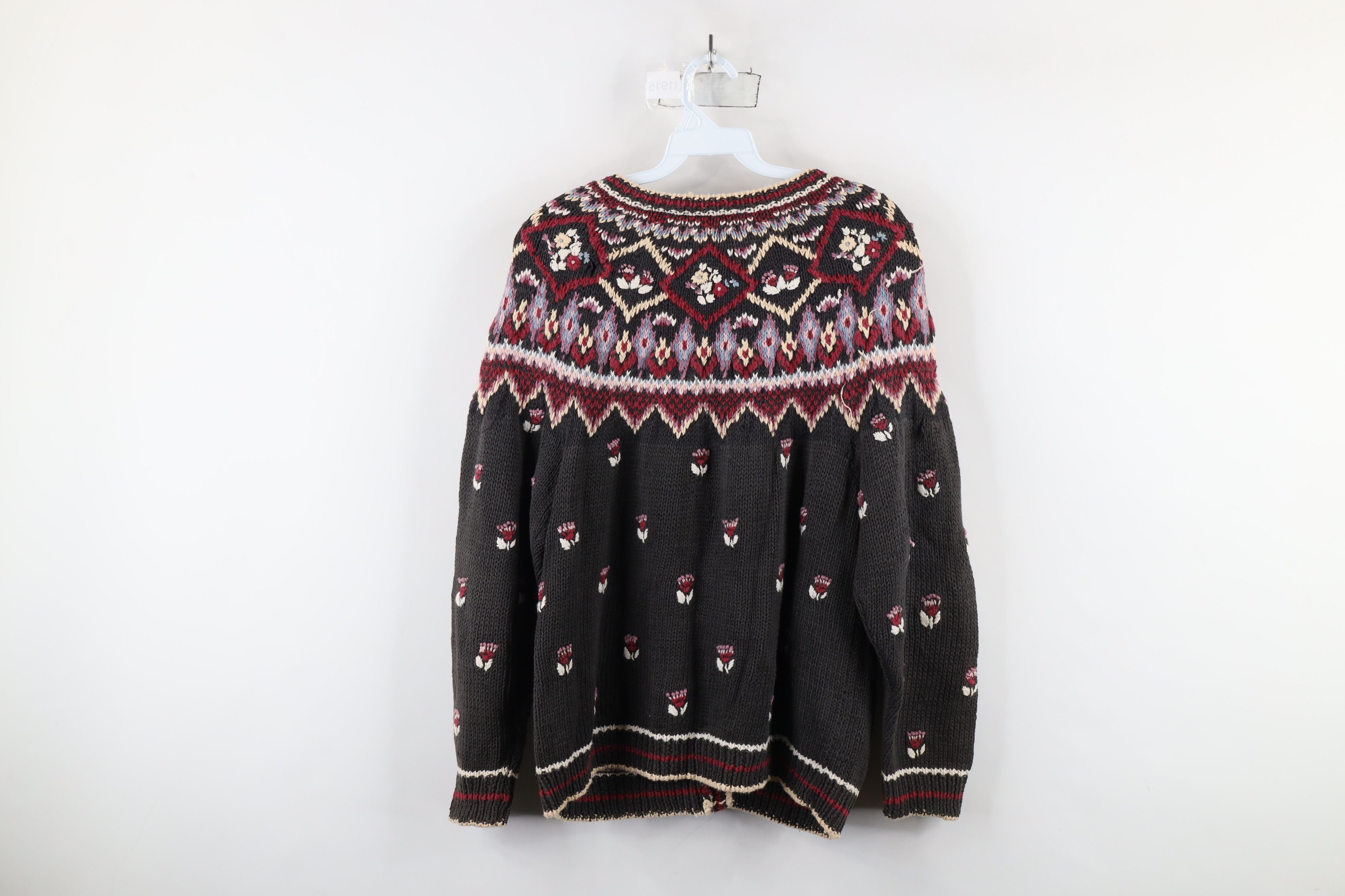 Vintage Vintage 90s Farmhouse Flower Fair Isle Knit Cardigan Sweater Size M / US 6-8 / IT 42-44 - 13 Thumbnail