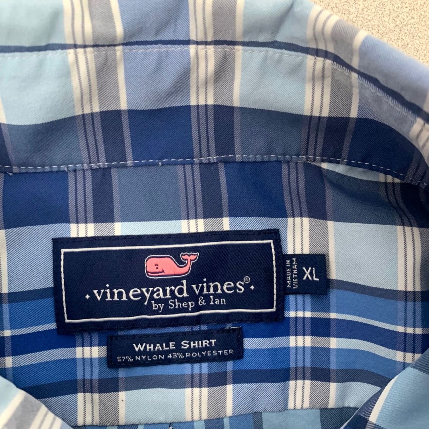 Vineyard Vines Vineyard Vines Whale Shirt Button-Down Plaid Blue XL Mens Shirt 1W010511 Size US XL / EU 56 / 4 - 3 Thumbnail