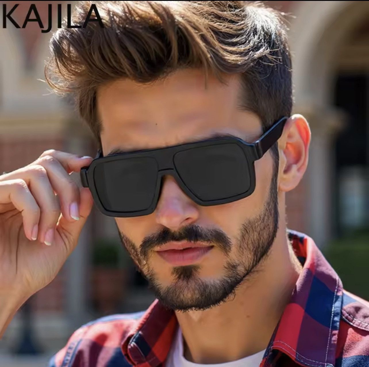 Other Oversized Square Sunglasses Black Frame Gold Gradient Lenses Size ONE SIZE - 7 Thumbnail