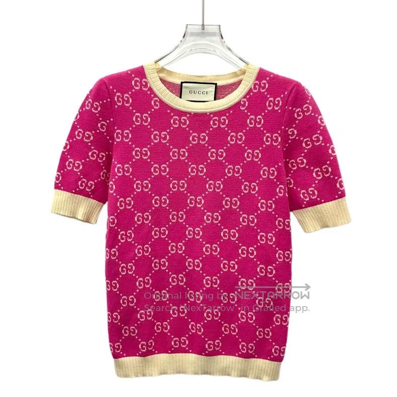 Gucci Gucci Pink logo jacquard full-print cotton round-neck shor Size XS / US 0-2 / IT 36-38 - 1 Thumbnail