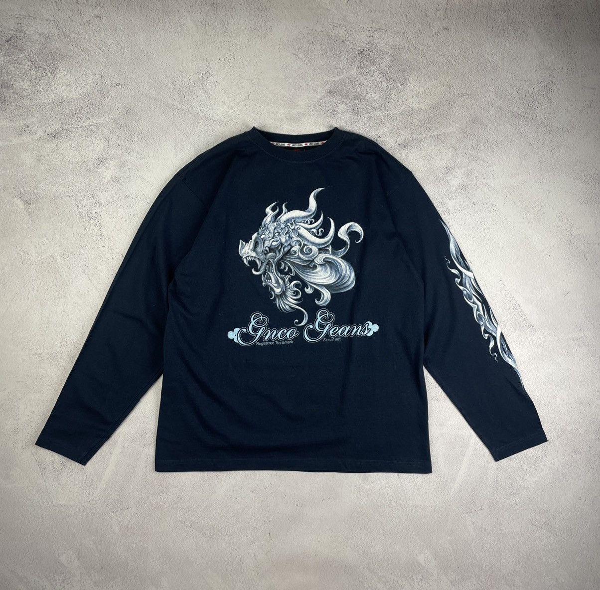 JNCO JNCO Jeans Shirt Navy Dragon 90s Graphics Double Sided Y2K Size US XL / EU 56 / 4 - 1 Thumbnail