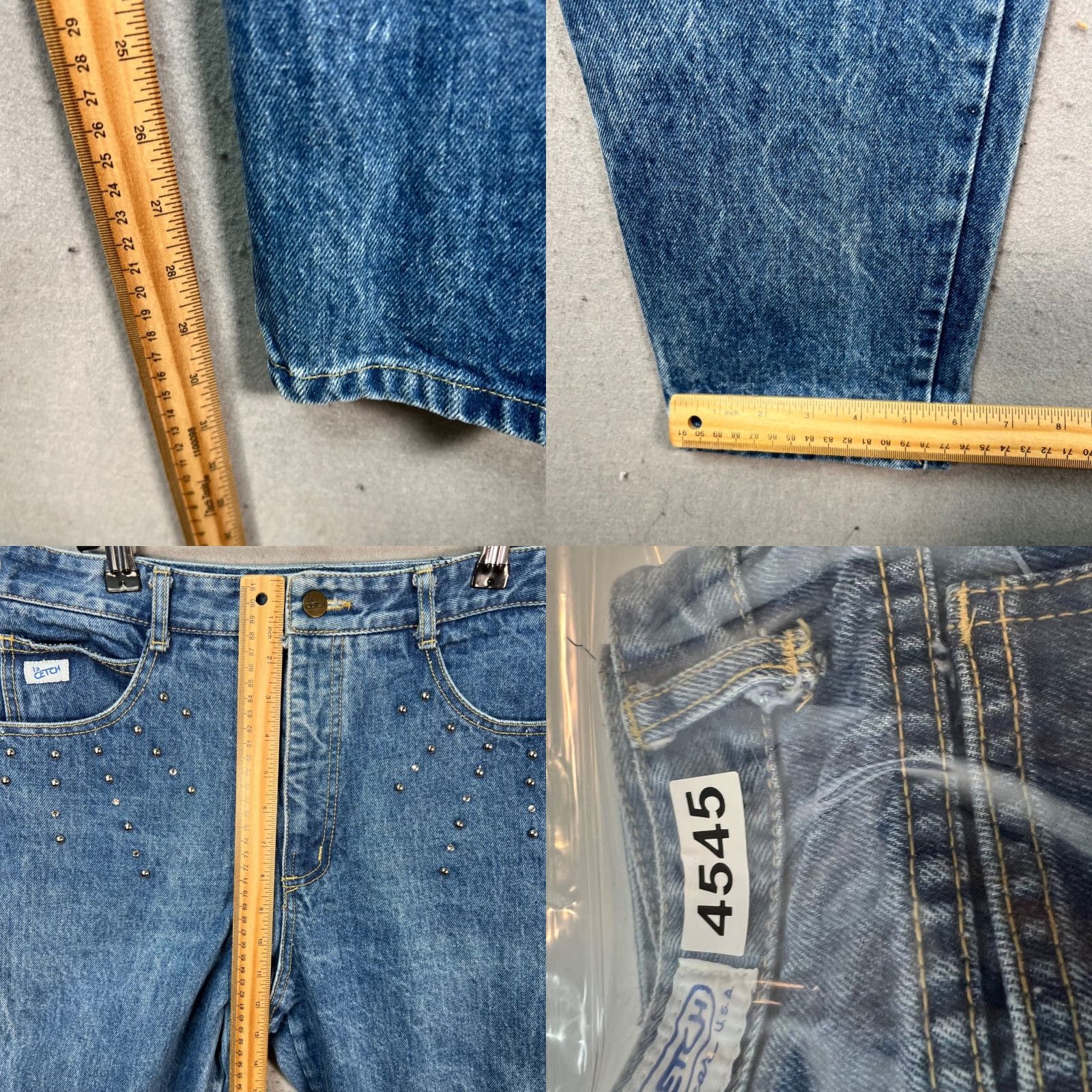 Vintage VINTAGE LaCetch Womens Jeans 13 High-Waisted Studded Denim Cotton Made In USA Size 34" / US 12 / IT 48 - 8 Thumbnail