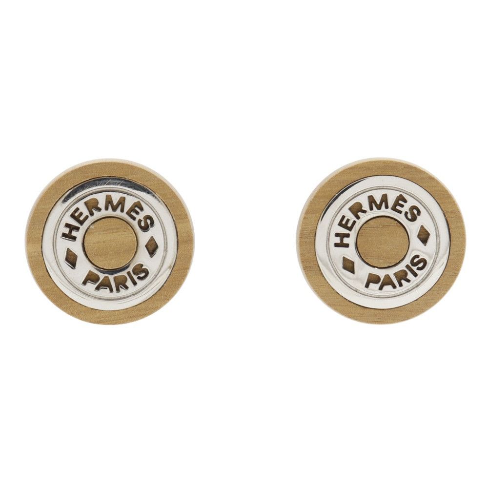 Hermes Hermes Hermes Sellier Wood Metal Earrings Natural Material Earrings DUTY FREE for USA Size ONE SIZE - 1 Thumbnail