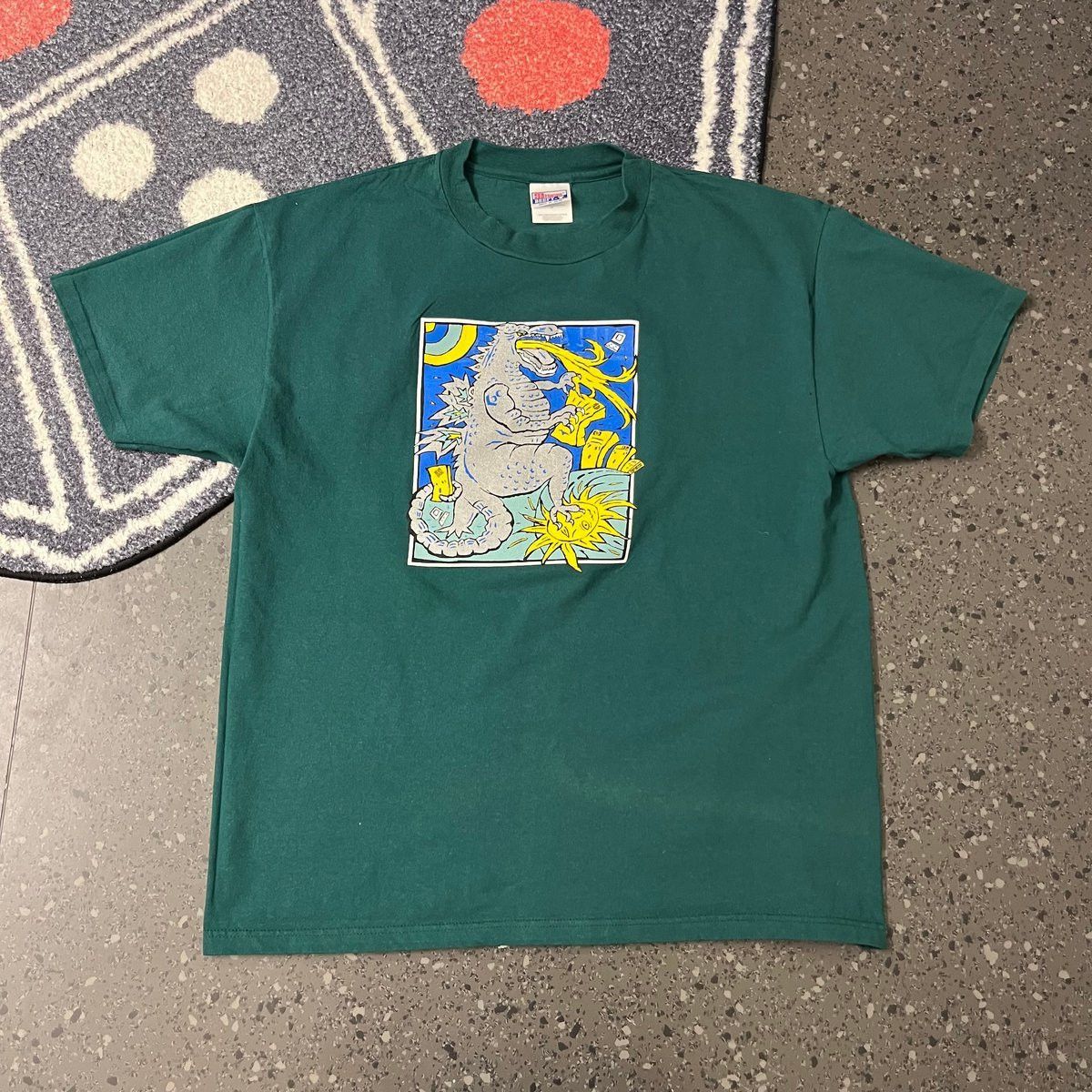 Hanes Vintage single stitch Godzilla Rules! Green T-Shirt Graphic Size US M / EU 48-50 / 2 - 1 Thumbnail