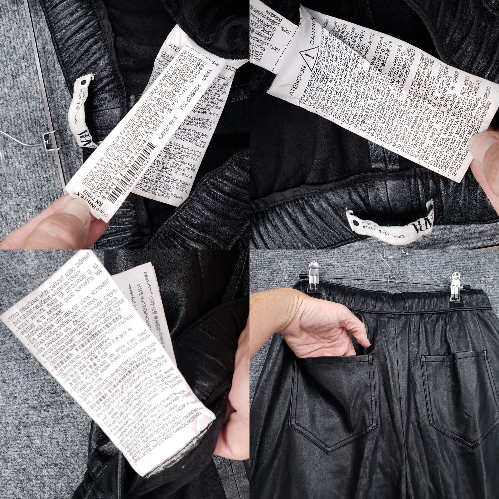 Zara Zara Pants Women S Small Black Faux Leather Crop Drawstring Straight Leg Hi Rise Size 28" / US 6 / IT 42 - 9 Thumbnail