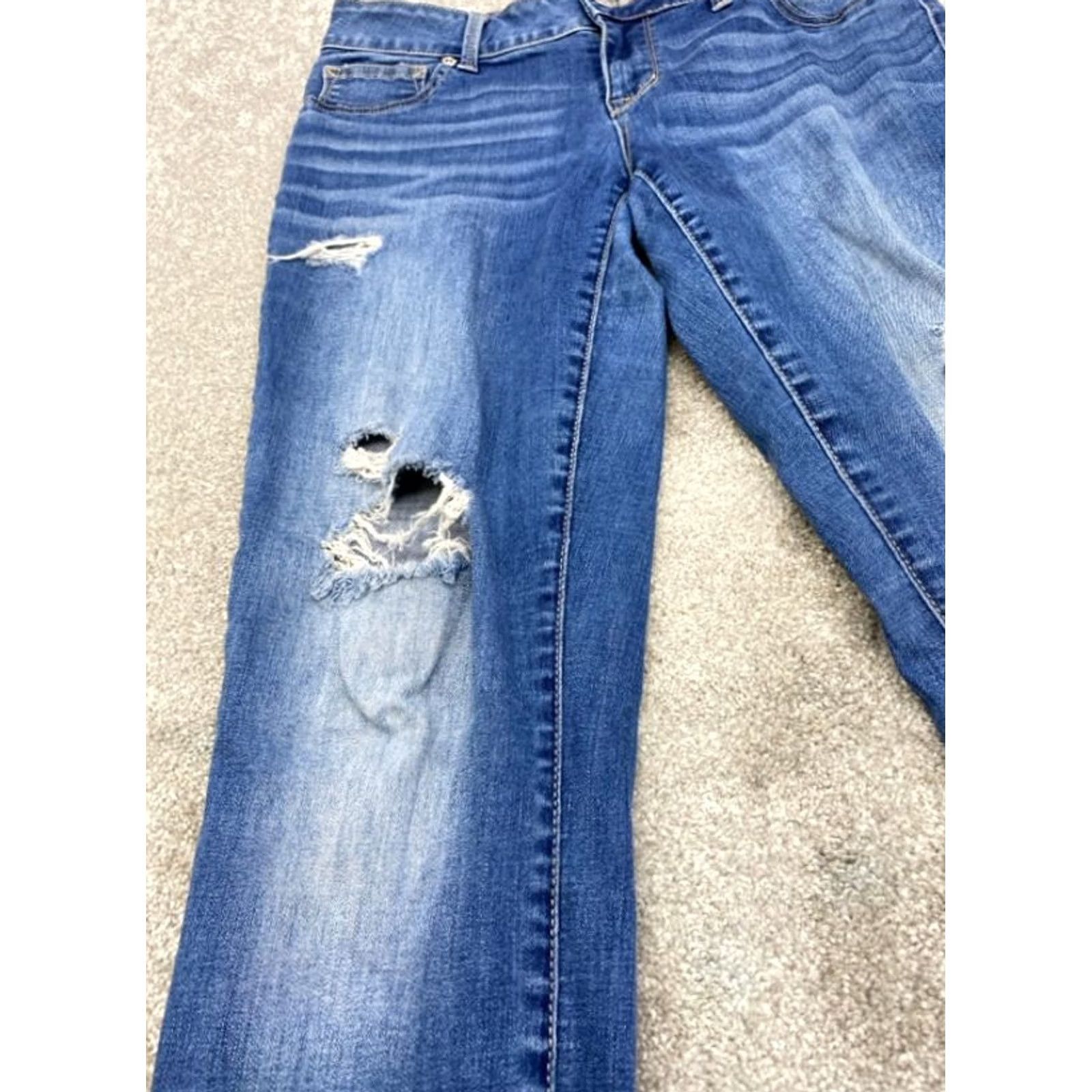 Vintage Maurices Jeans Women 28x28 Blue Denim Ankle Distressed Stretch 5925 Size 28" / US 6 / IT 42 - 4 Thumbnail