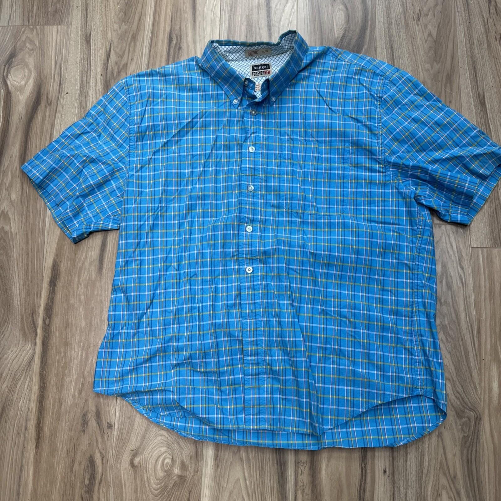 Haggar Haggar Forever New Blue Plaid Button Short Sleeve Shirt XL Size US XL / EU 56 / 4 - 4 Thumbnail