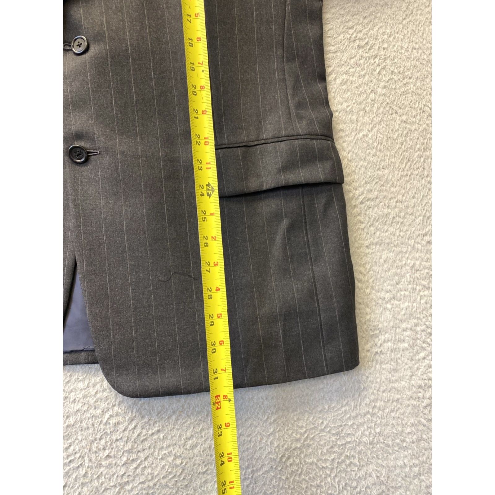 Vintage Hickey Freeman 100% Wool Suit Blazer Size 43R Gray Striped Mens Size 46R - 4 Thumbnail