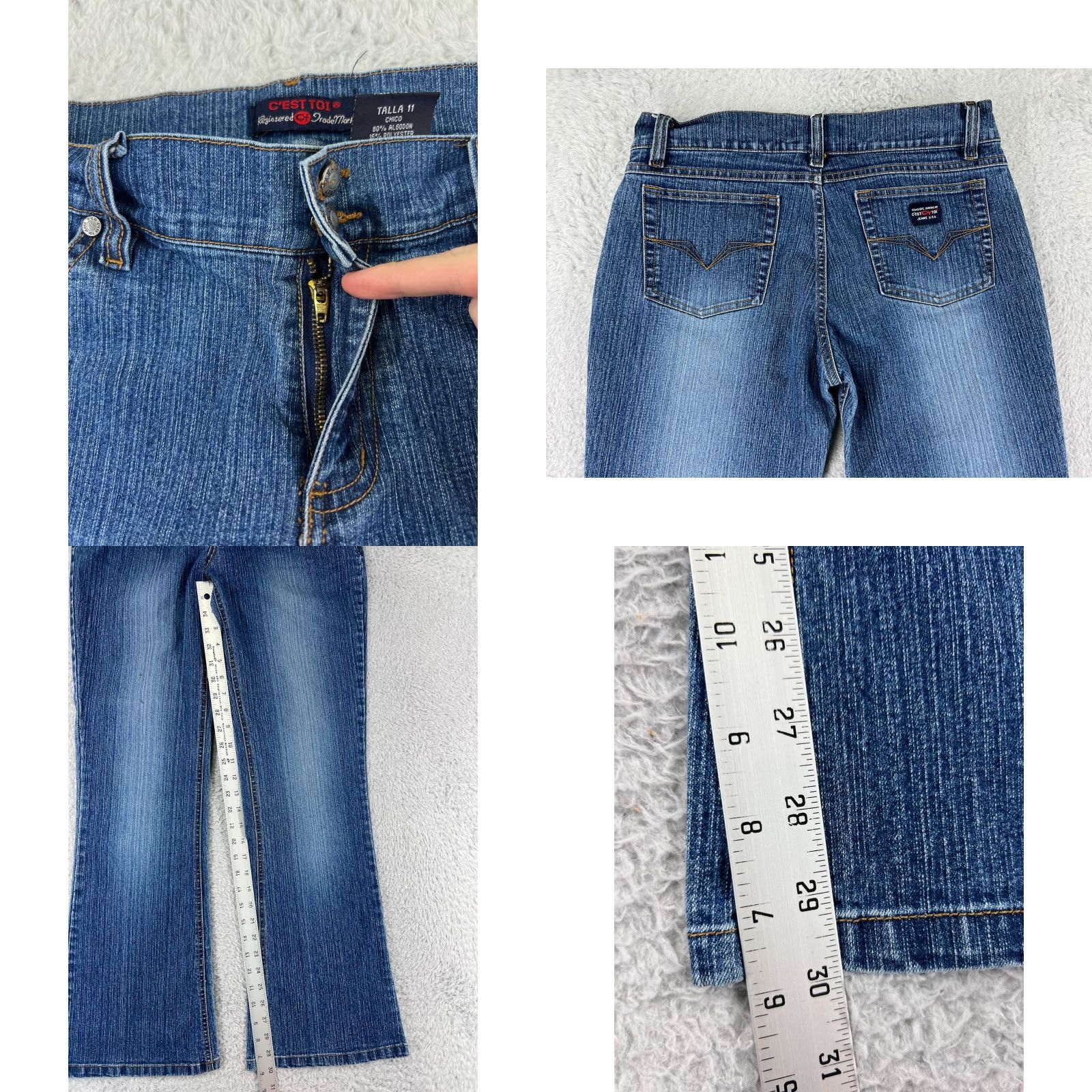 Denime C'est Toi Jeans Women 11 Blue Denim Bootcut Low Rise Western Medium Wash Pants Size 32" / US 10 / IT 46 - 8 Thumbnail