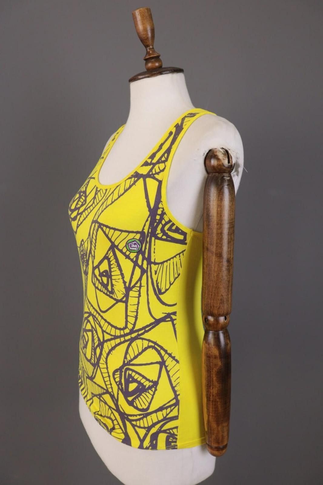 Designer E9 Yellow Printed Sleeveless Summer Top Shirt Size L Size L / US 10 / IT 46 - 5 Thumbnail