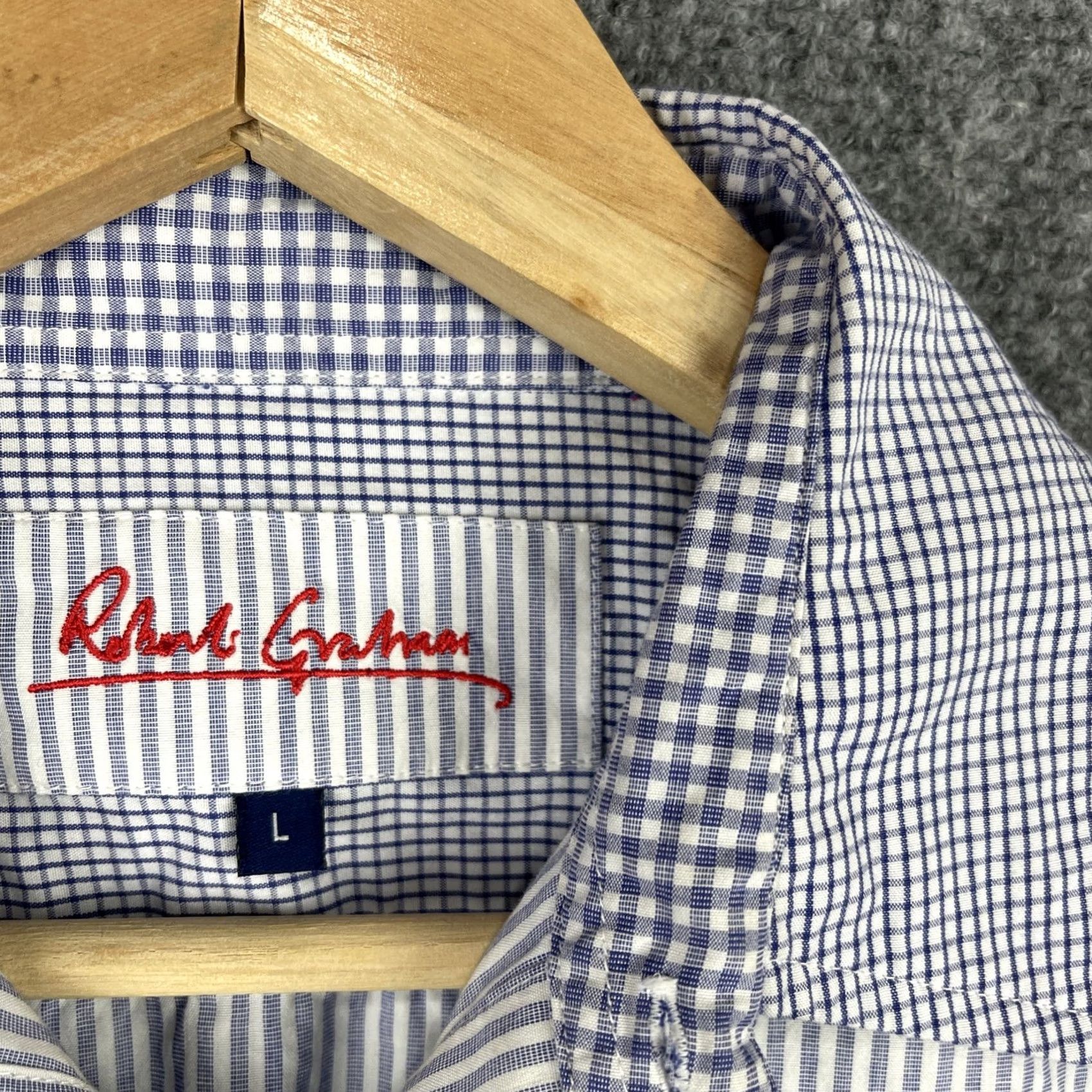 Robert Graham Robert Graham Shirt Mens Large Blue Patchwork Stripes Check Gingham Button Up Size US L / EU 52-54 / 3 - 6 Thumbnail