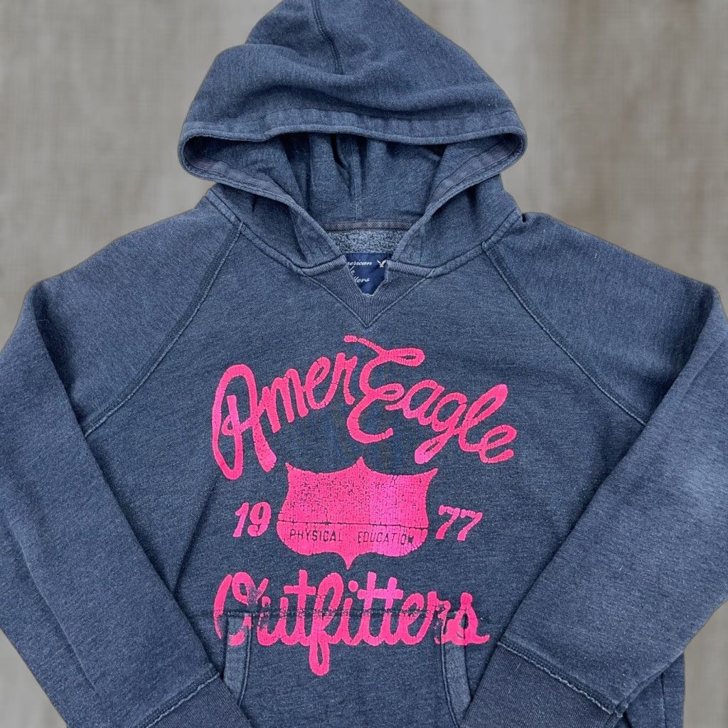 American Eagle Outfitters VINTAGE American Eagle Outfitters Hoodie Women XL Blue Pullover Sweatshirt 2000s Size XL / US 12-14 / IT 48-50 - 1 Thumbnail