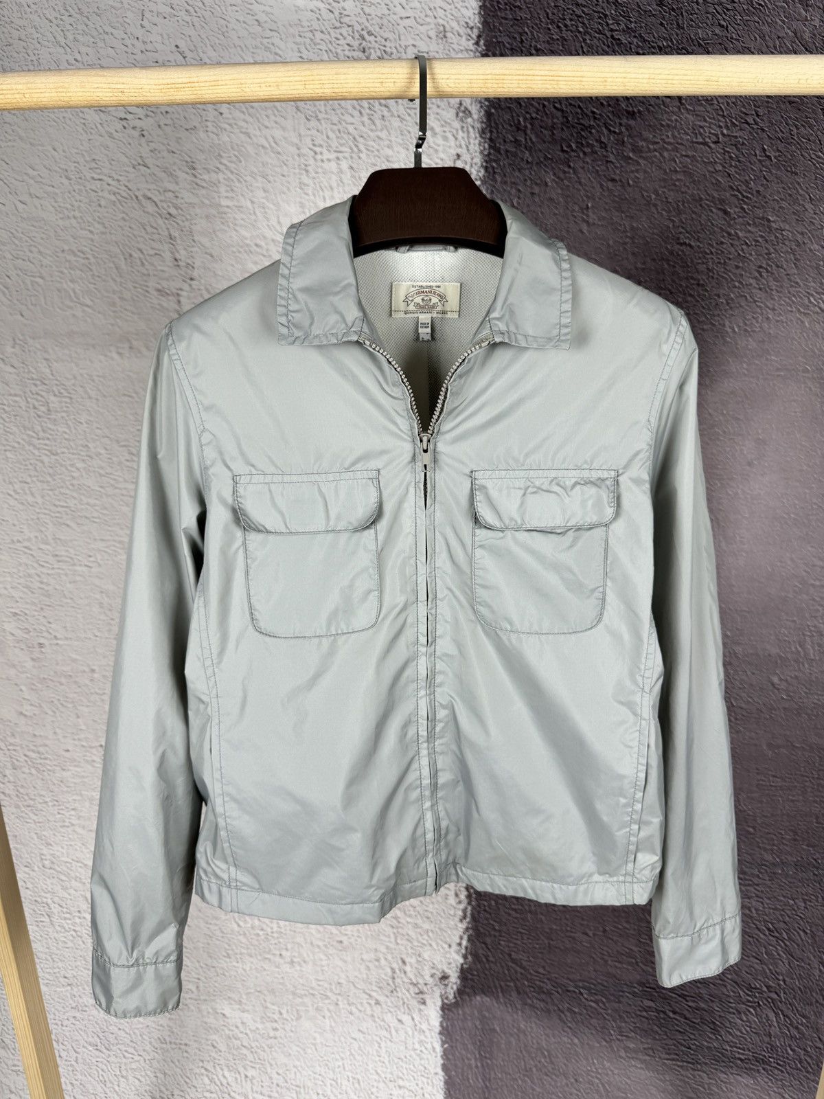 image of Armani Jeans N. Pro Garment Grey Nylon Coach Jacket, Men's (Size Small)