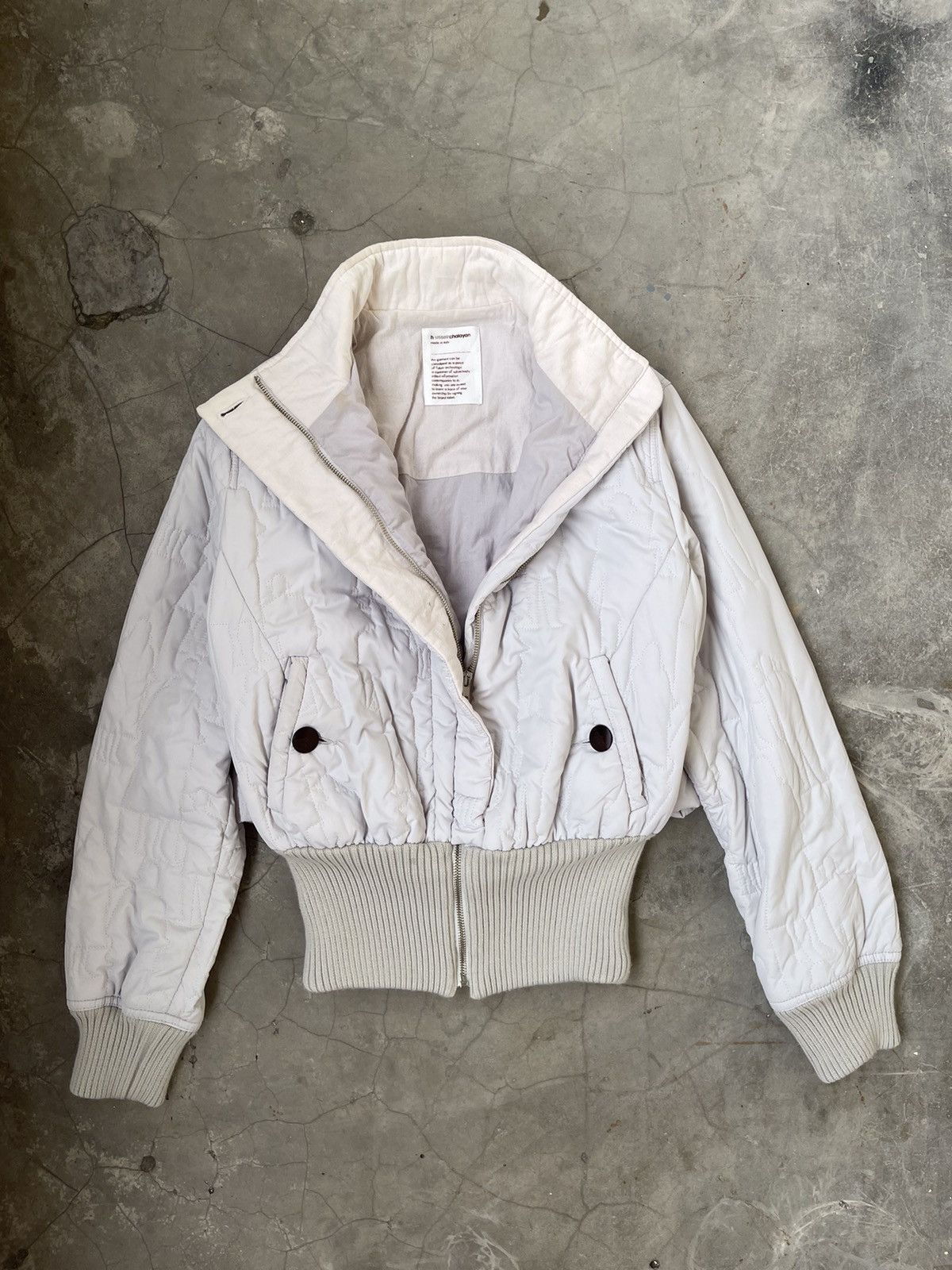 image of Avant Garde x Chalayan Early 2000S Hussien Chalayan Croped Puffer Jacket in White (Size Medium)