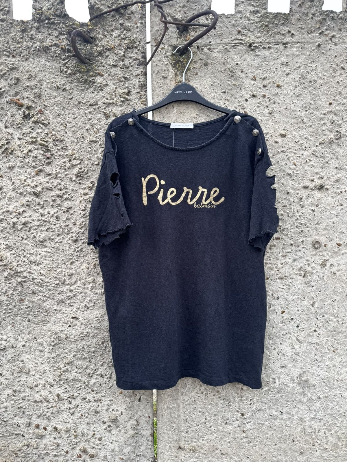 Pierre Balmain Balmain Distressed T-Shirt Archival Size US M / EU 48-50 / 2 - 2 Thumbnail