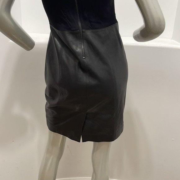 Vince Vince Sleeveless Leather Ponte Combo Sheath Dress Black Size Size XS / US 0-2 / IT 36-38 - 10 Thumbnail