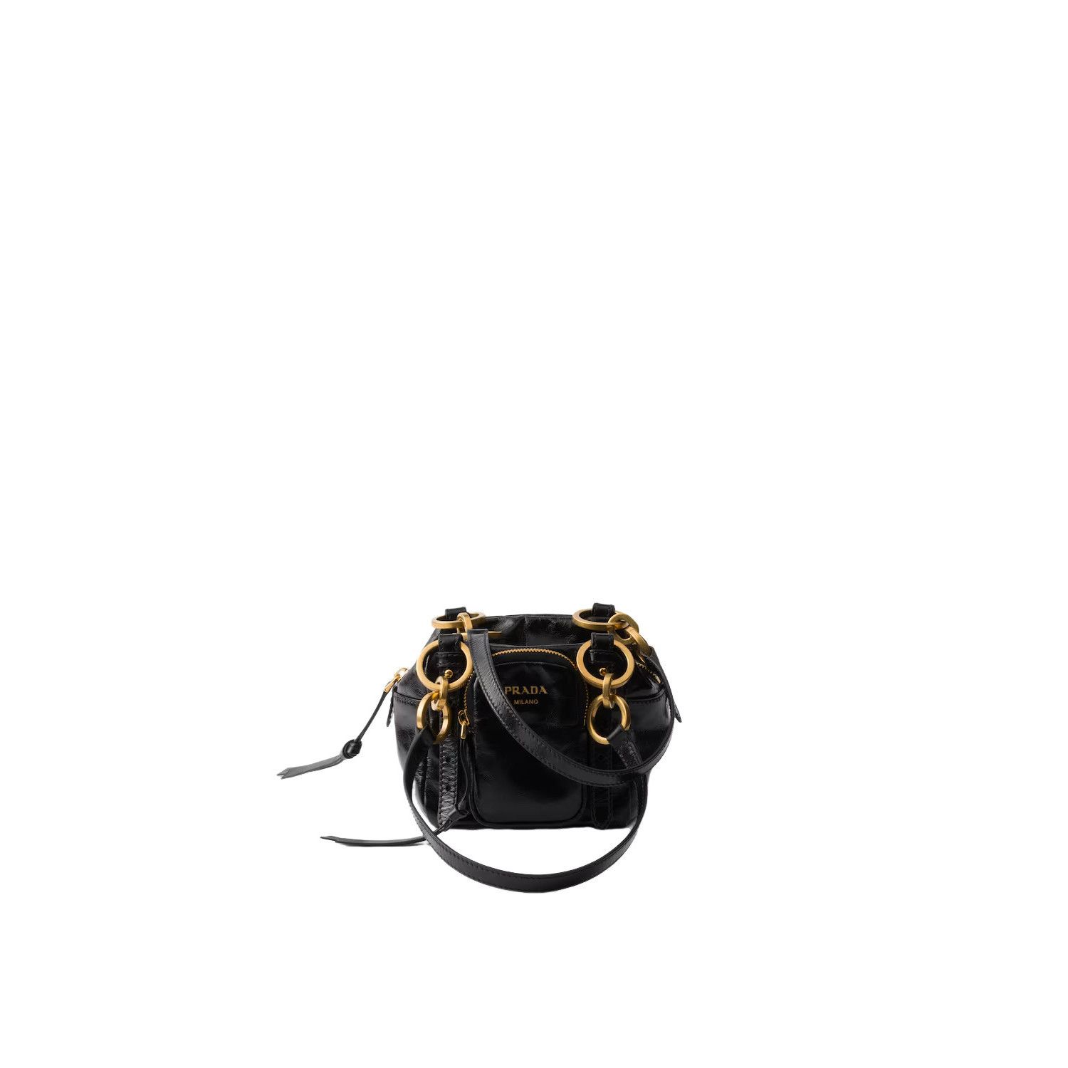 Prada PRADA Dangle Mini $3100 Black Leather Top Handle Bag New & A Size ONE SIZE - 1 Thumbnail