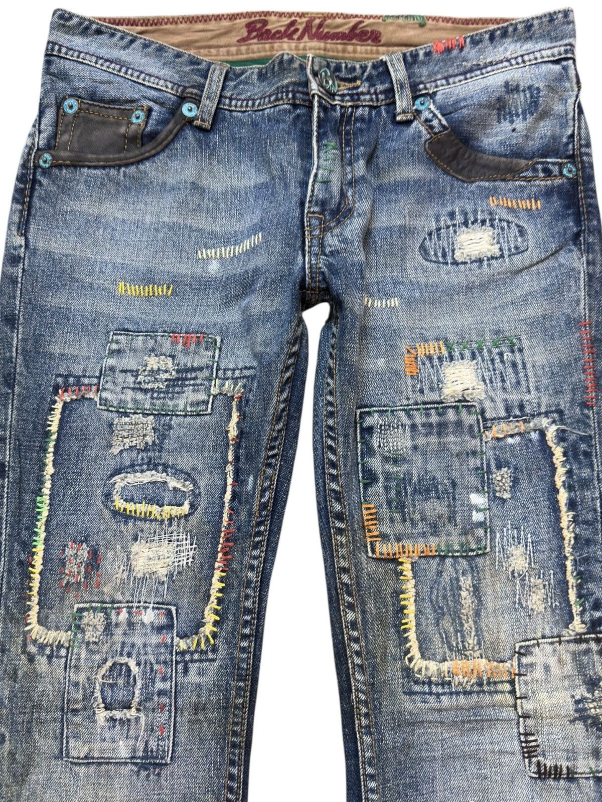 If Six Was Nine Vintage Back Number Flare Sashiko Boro Denim Size US 30 / EU 46 - 2 Thumbnail
