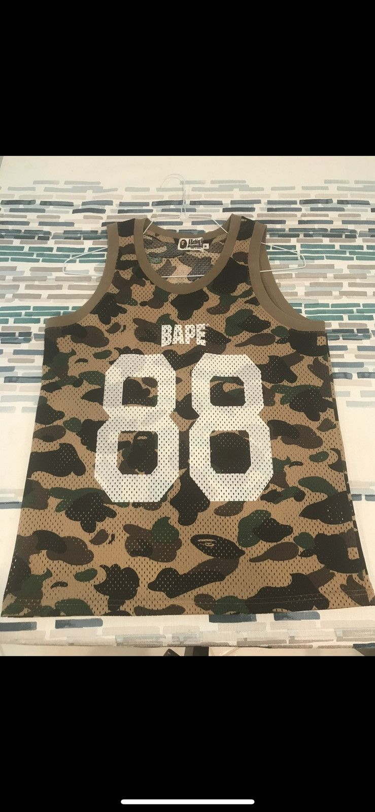 image of Bape 1St Camo Mesh Tank Top in Yellow, Men's (Size Medium)