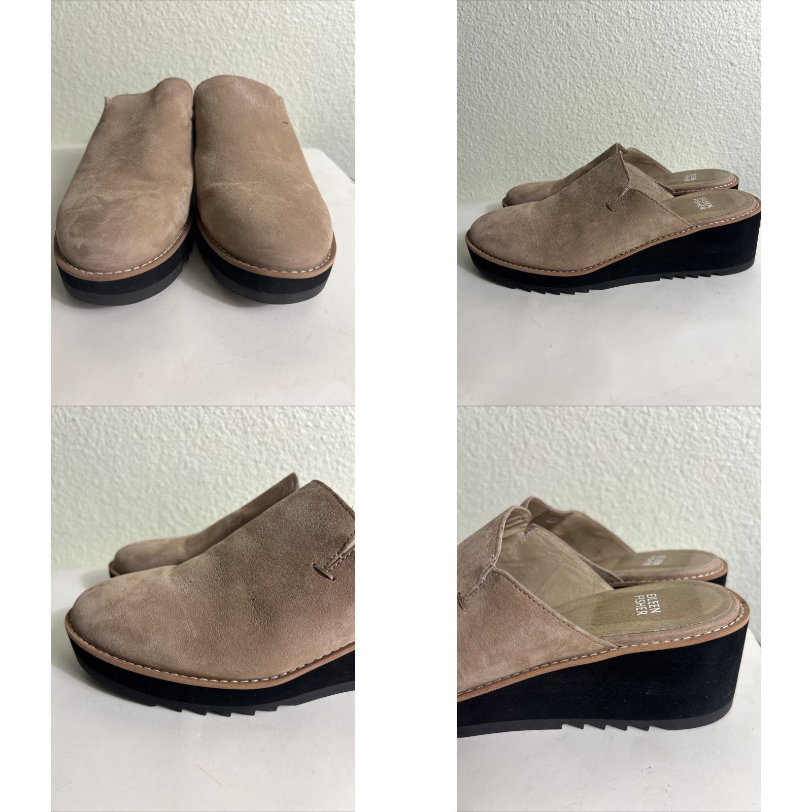 Eileen Fisher Eileen Fisher Loti Tumbled Nubuck Wedge Mule Slip On Shoes Tan Women Size 10 Mules Size US 10 / IT 40 - 8 Thumbnail